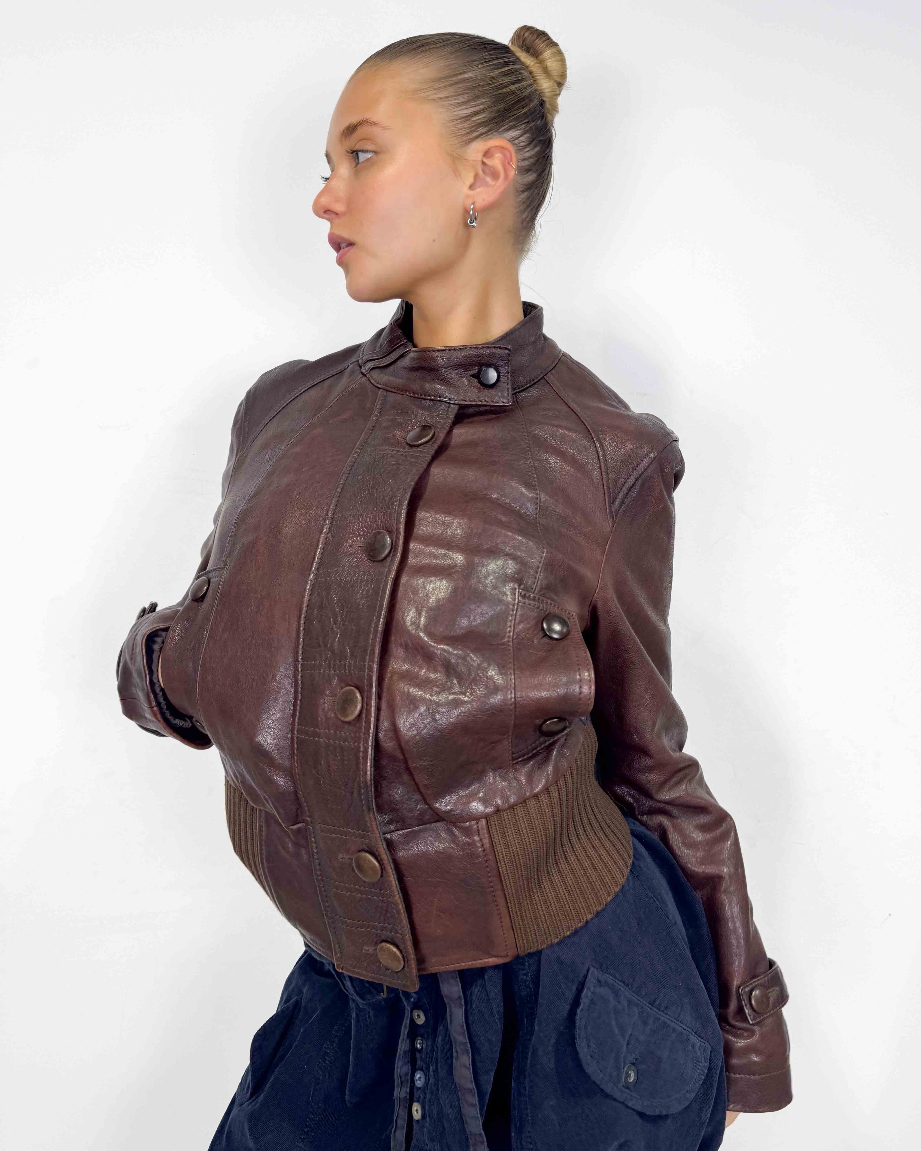 The lorraine leather jacket by giorgio armani