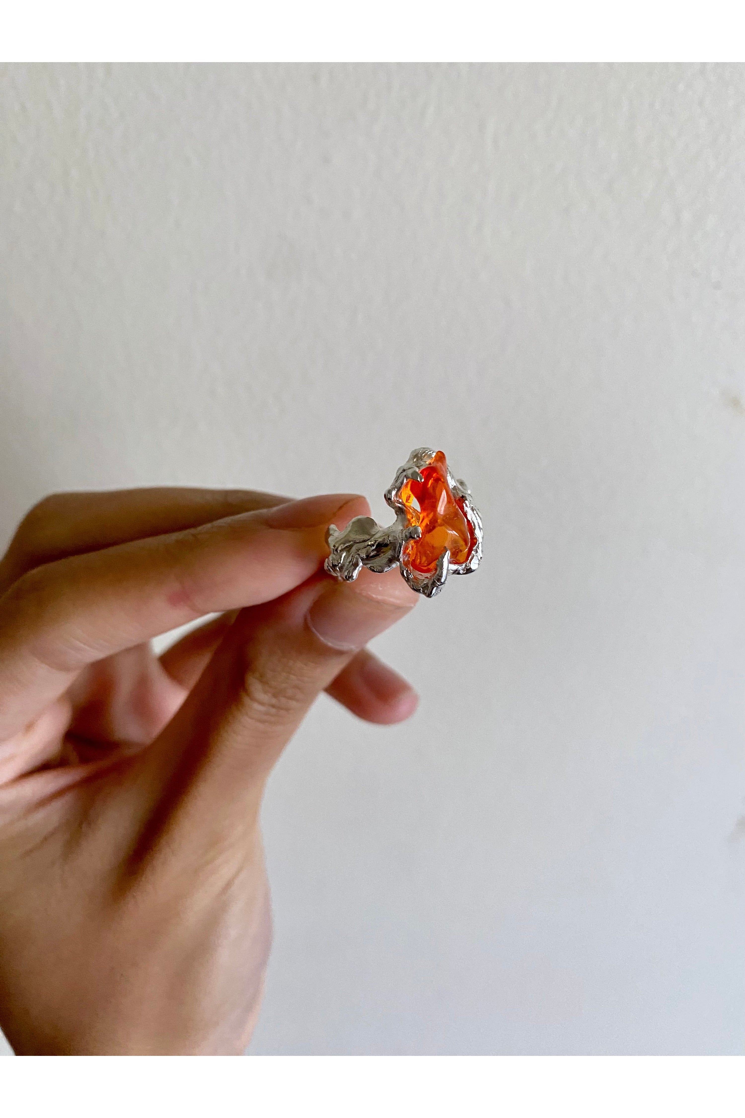 Ignite ring - mexican opal - orange/silver