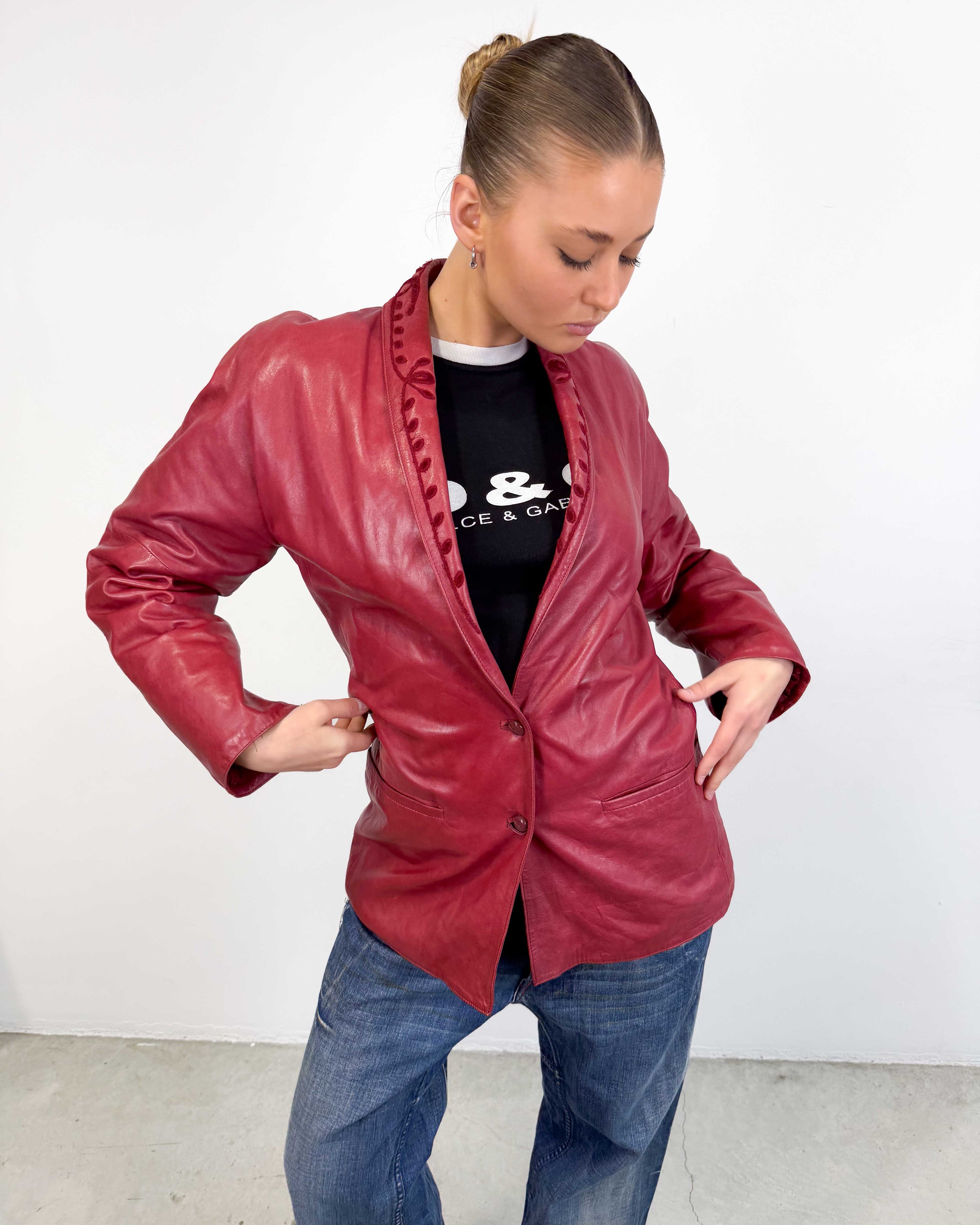 The hailei leather jacket by versace