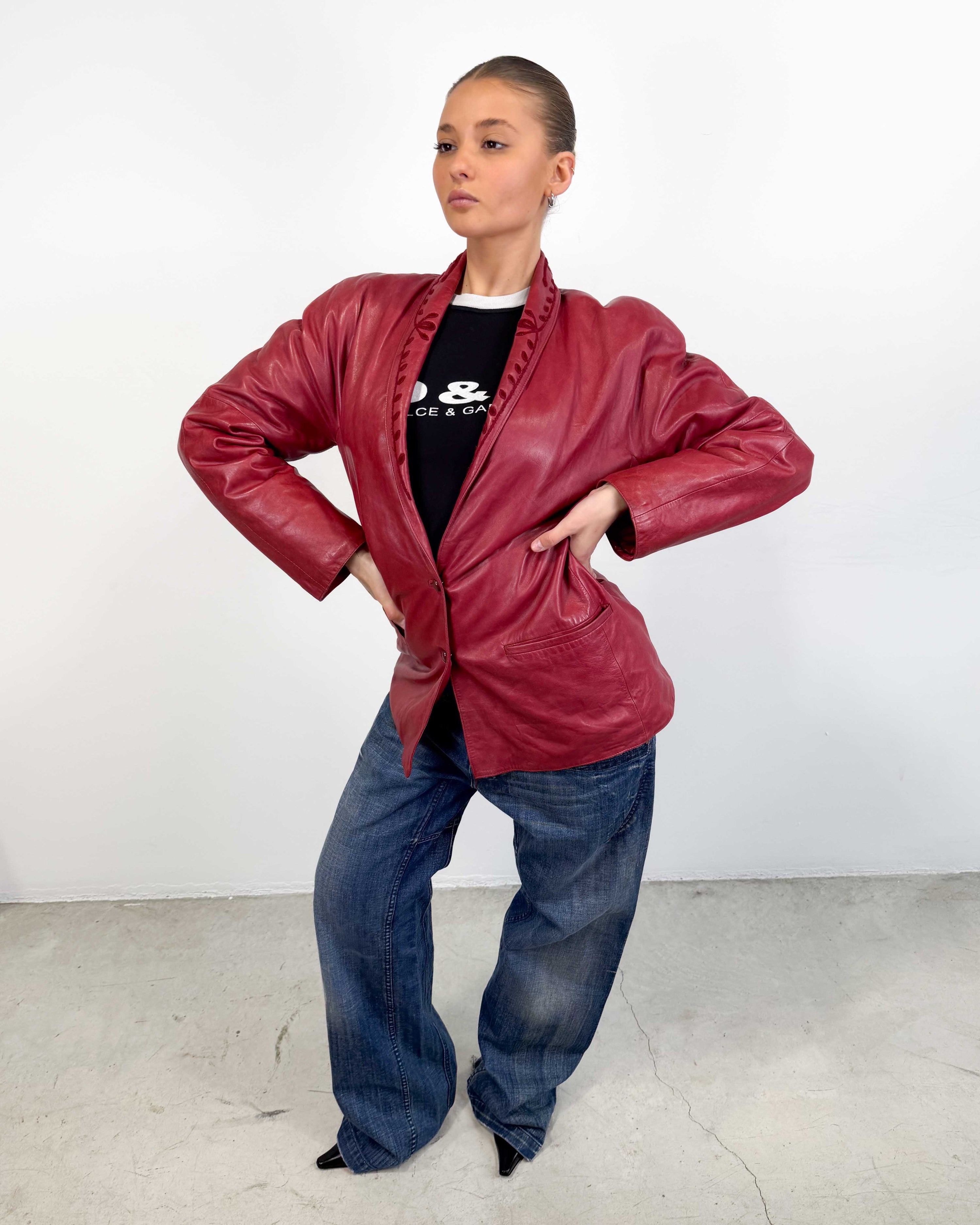 The hailei leather jacket by versace