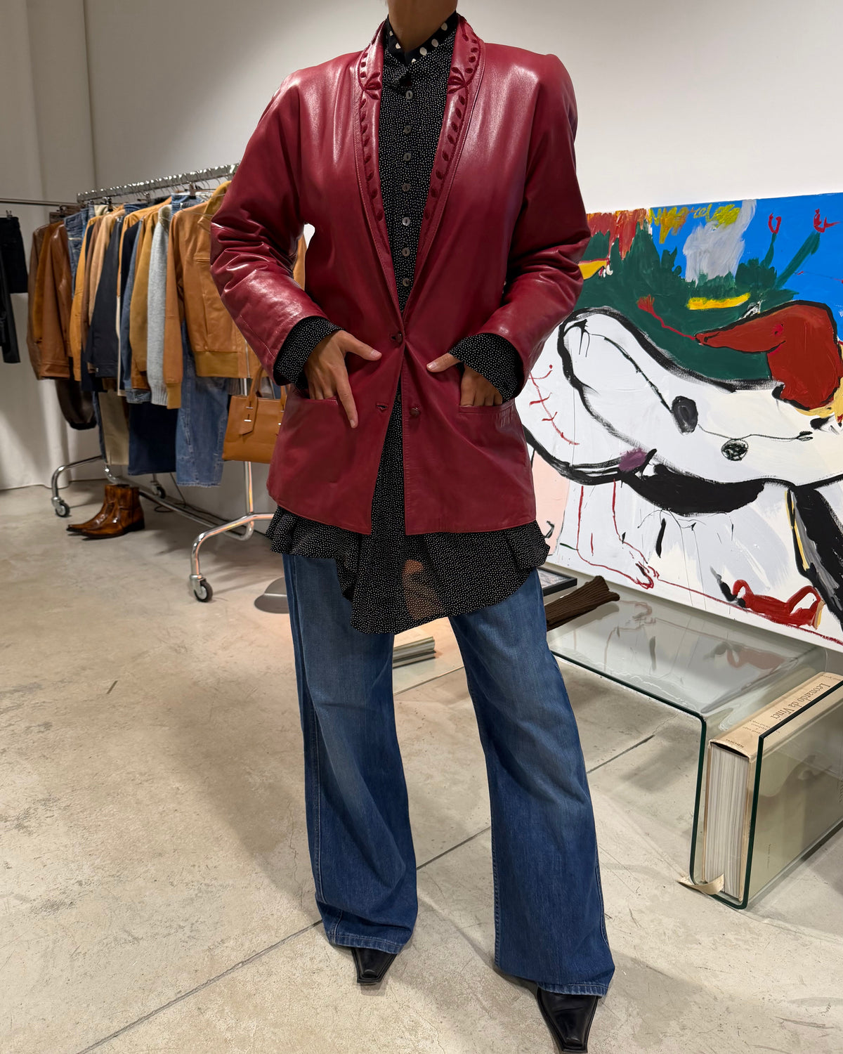 The hailei leather jacket by versace