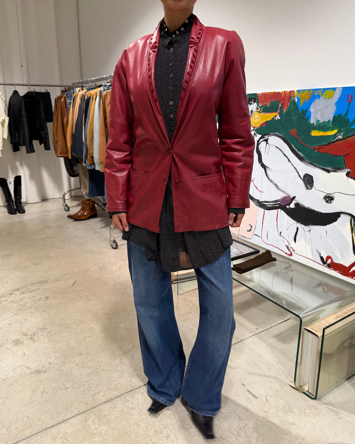 The hailei leather jacket by versace