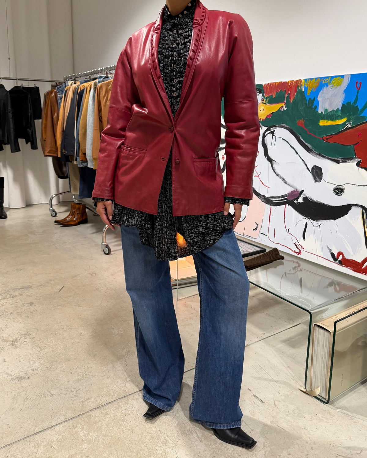 The hailei leather jacket by versace