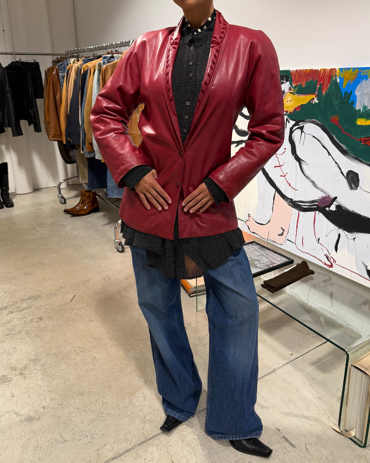 The hailei leather jacket by versace