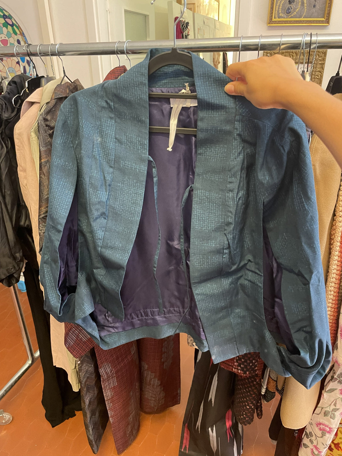 Vintage blue open front jacket