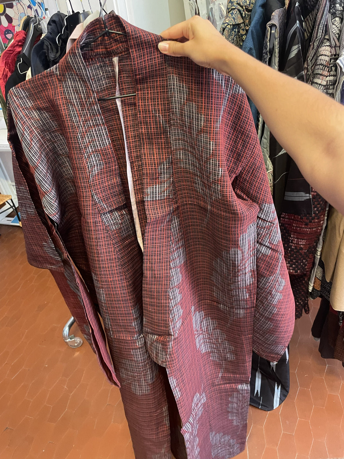 Vintage pattern red kimono