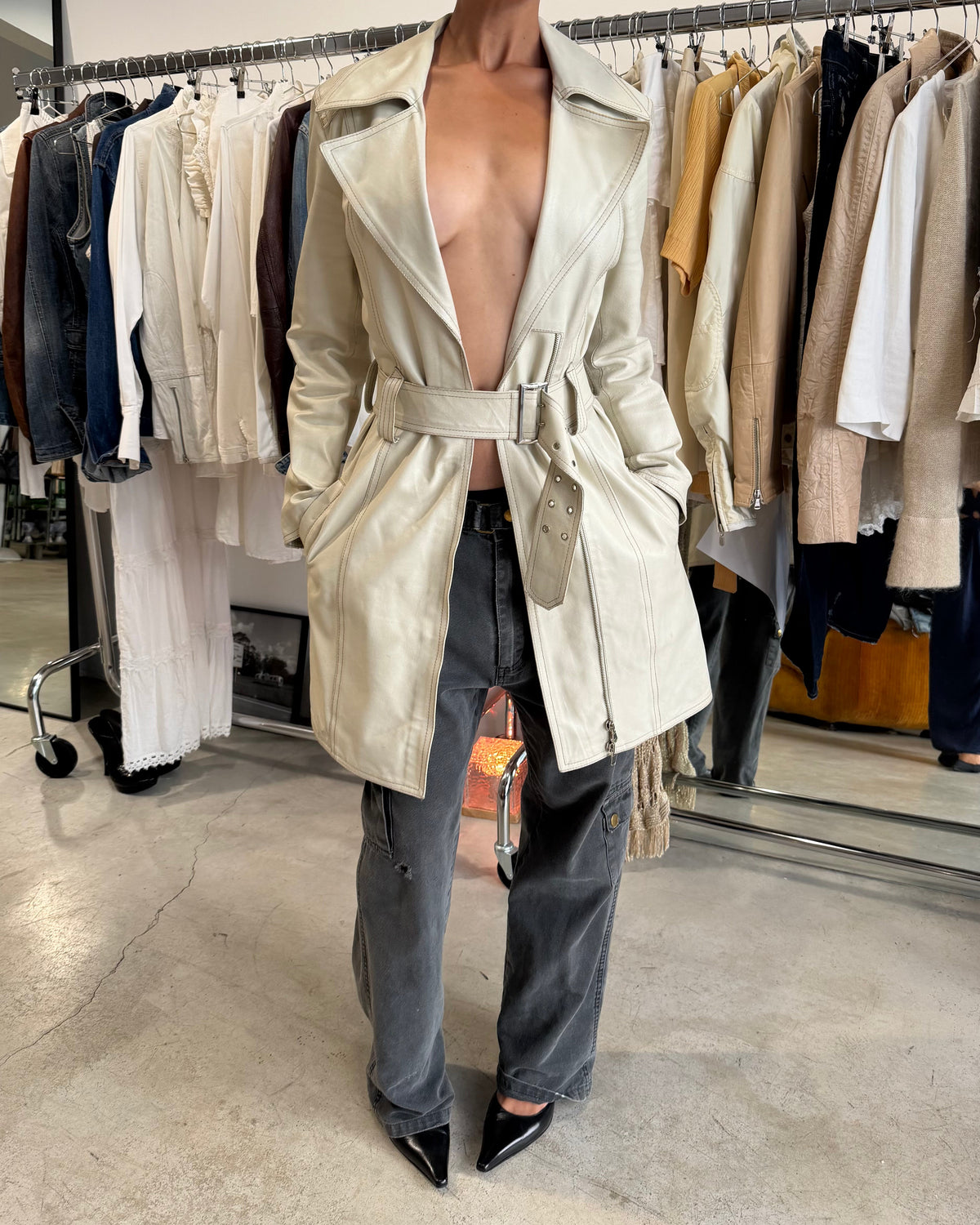 The jasmina leather coat