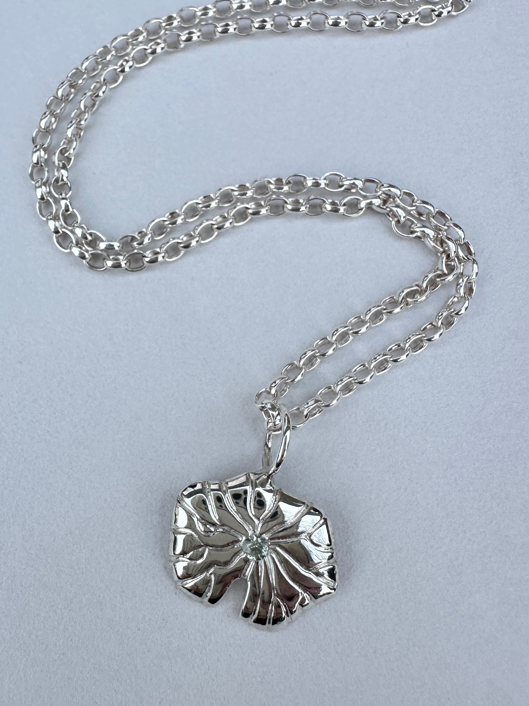 Water lily pendant necklace