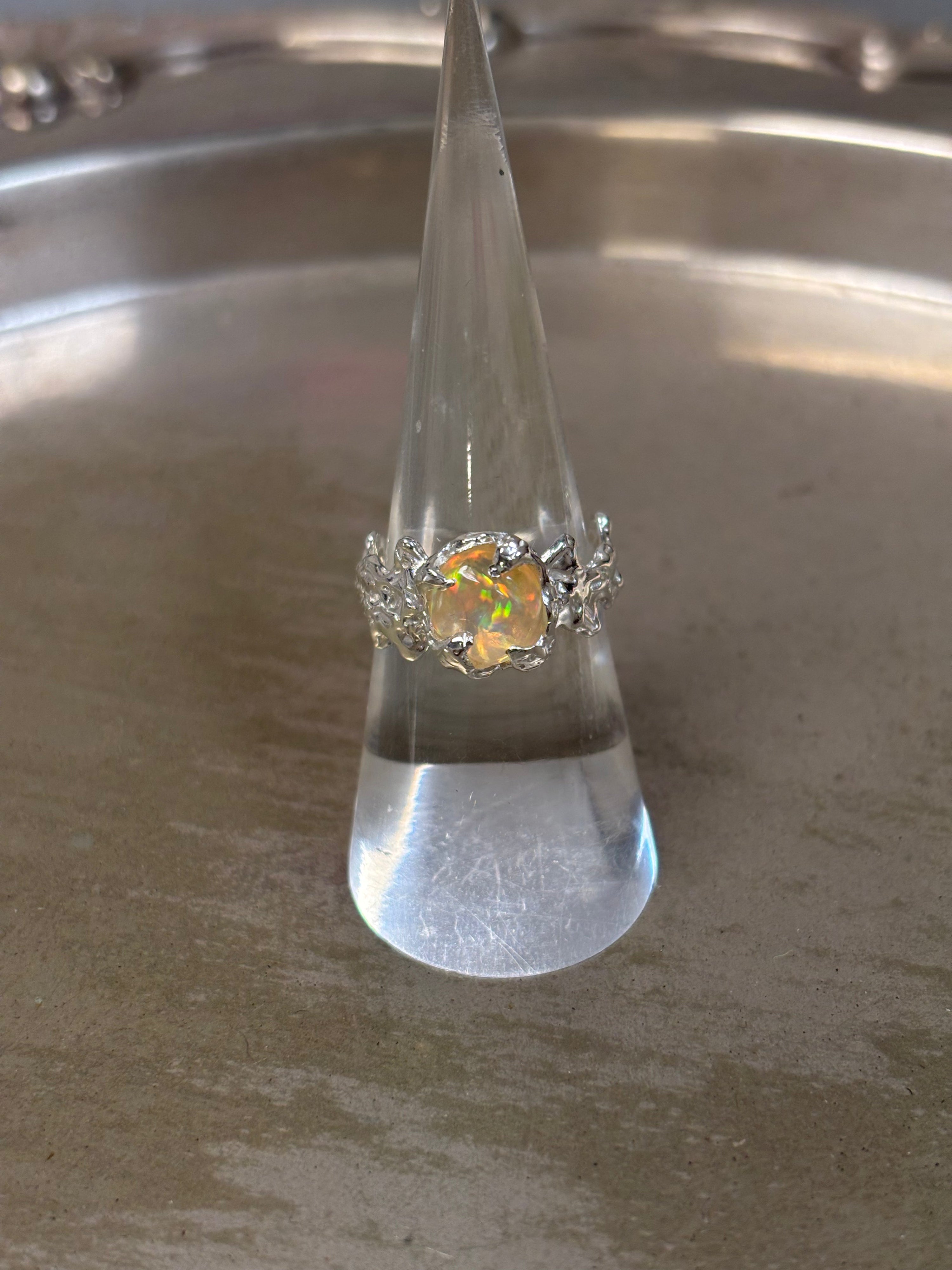 Ignite ring - mexican opal - yellow/silver