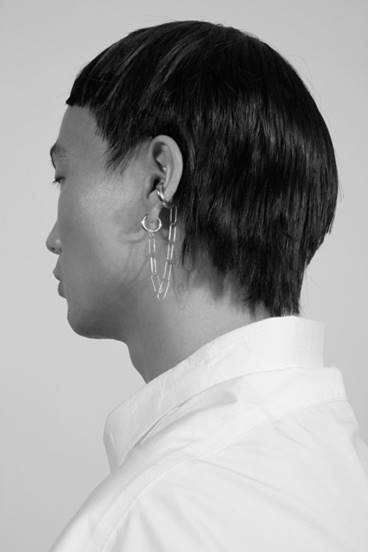 Lua chain & hoop ear-cuff