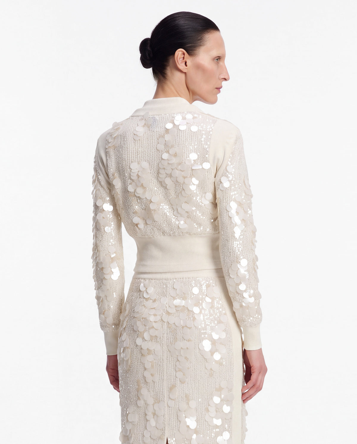 Sequin zipped longsleeve ivory