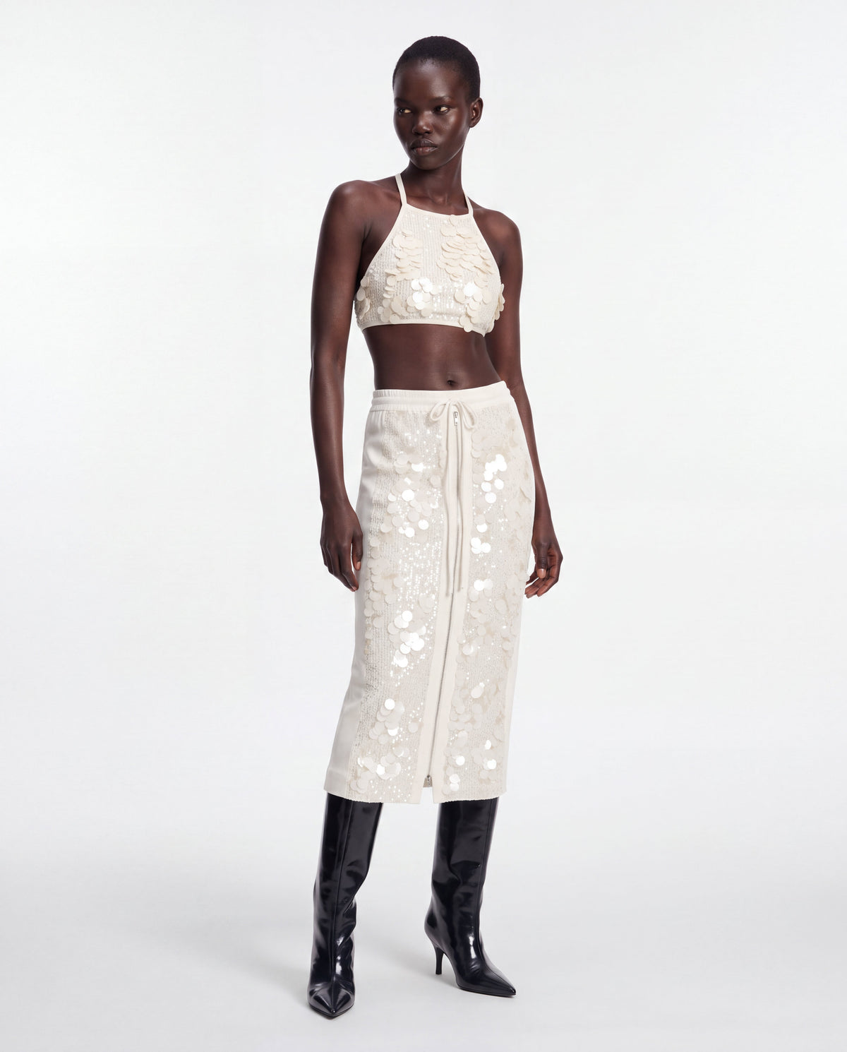 Hybrid sequin skirt ivory