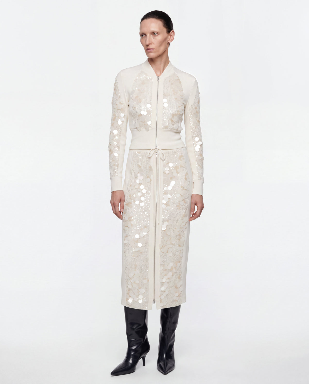 Hybrid sequin skirt ivory