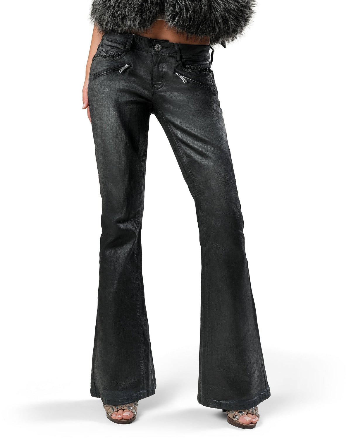 Juicy x racer waxed flared denim