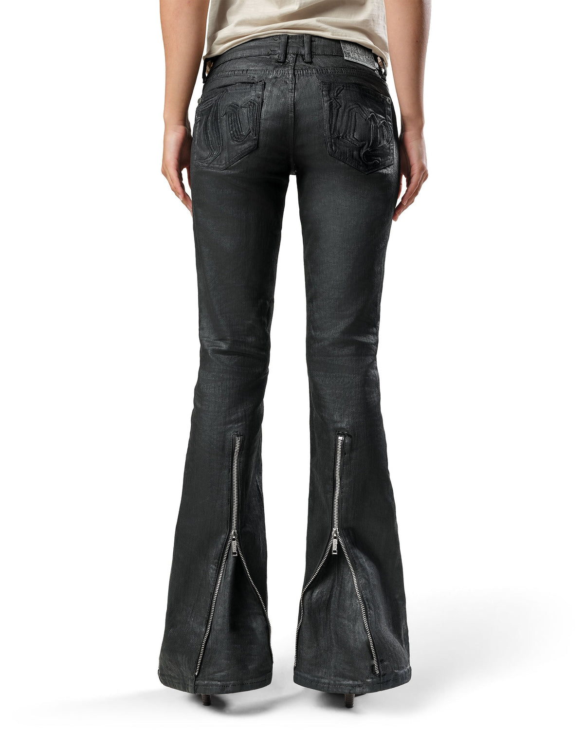 Juicy x racer waxed flared denim