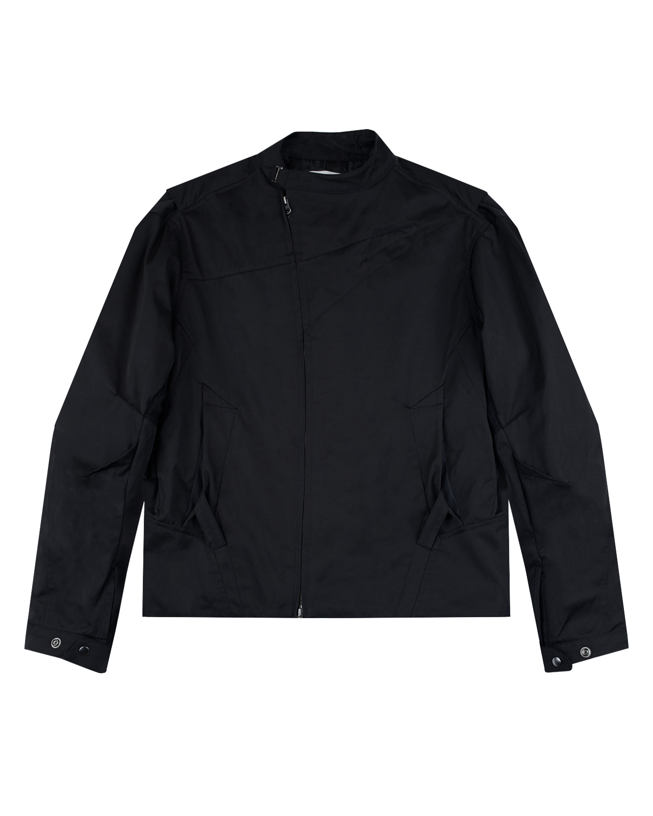 Asymmetric trucker jacket