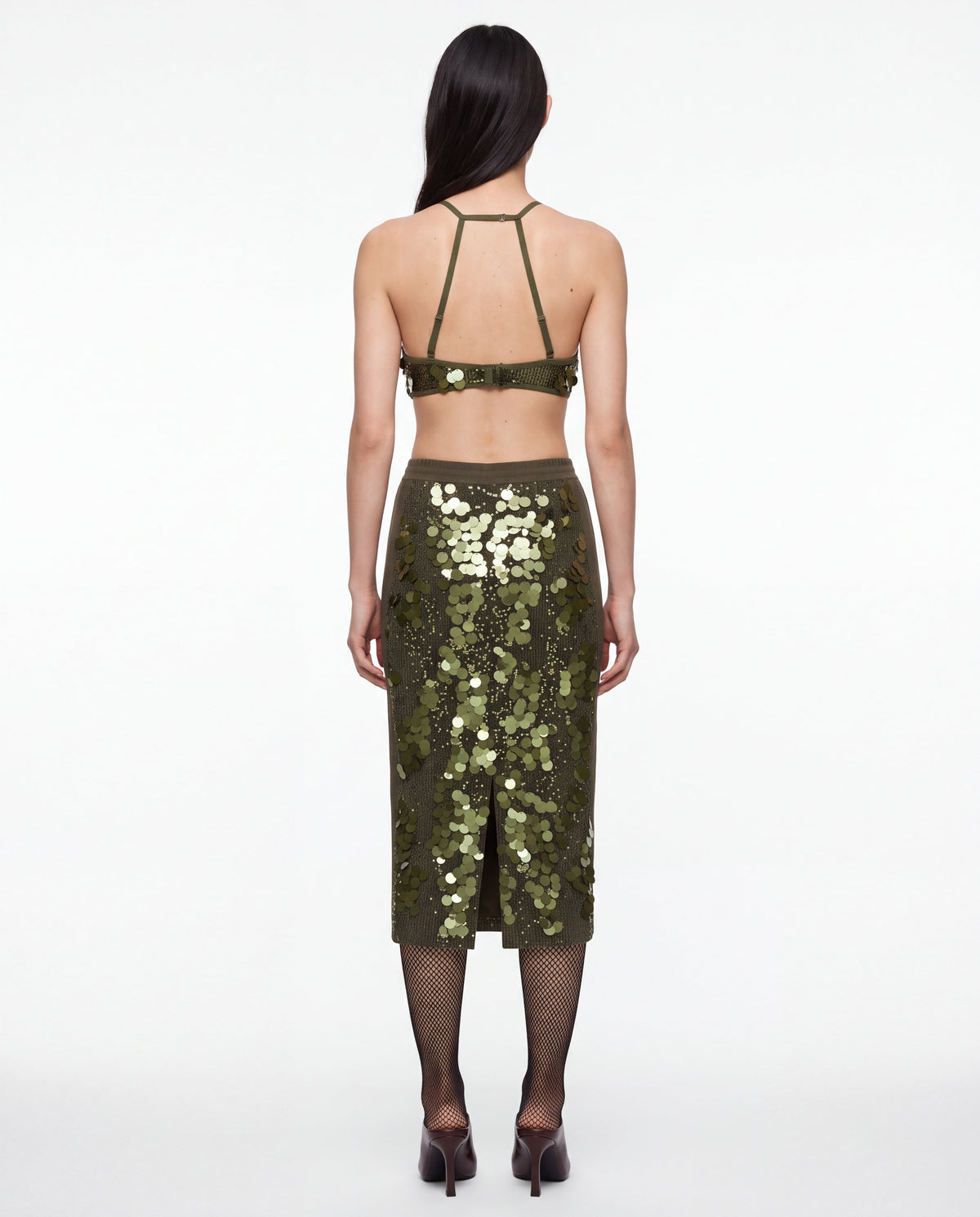 Sequin bralette military green