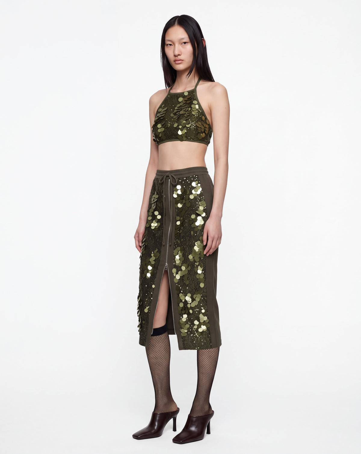 Sequin bralette military green