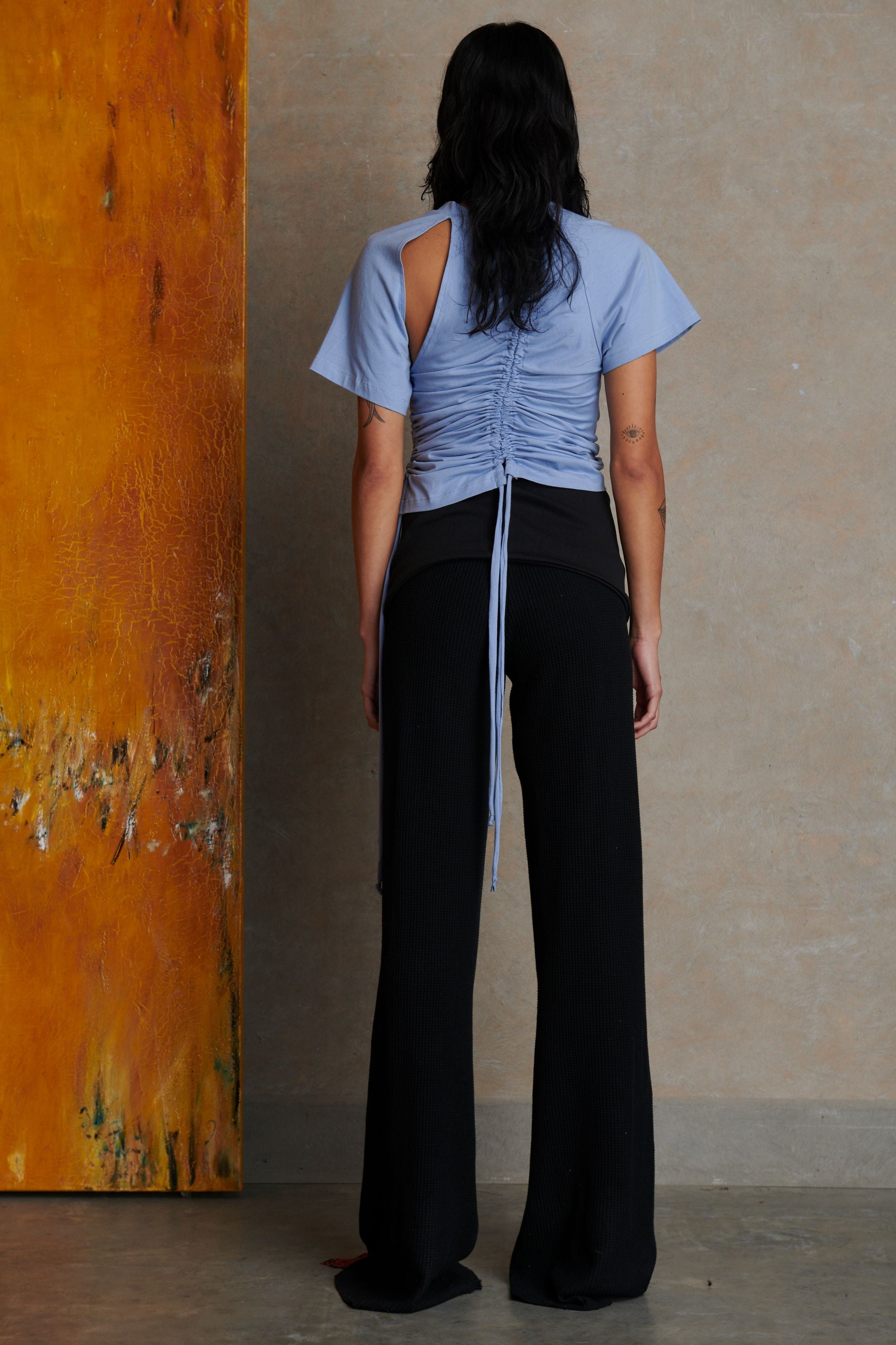 Ruched short sleeve - sky blue