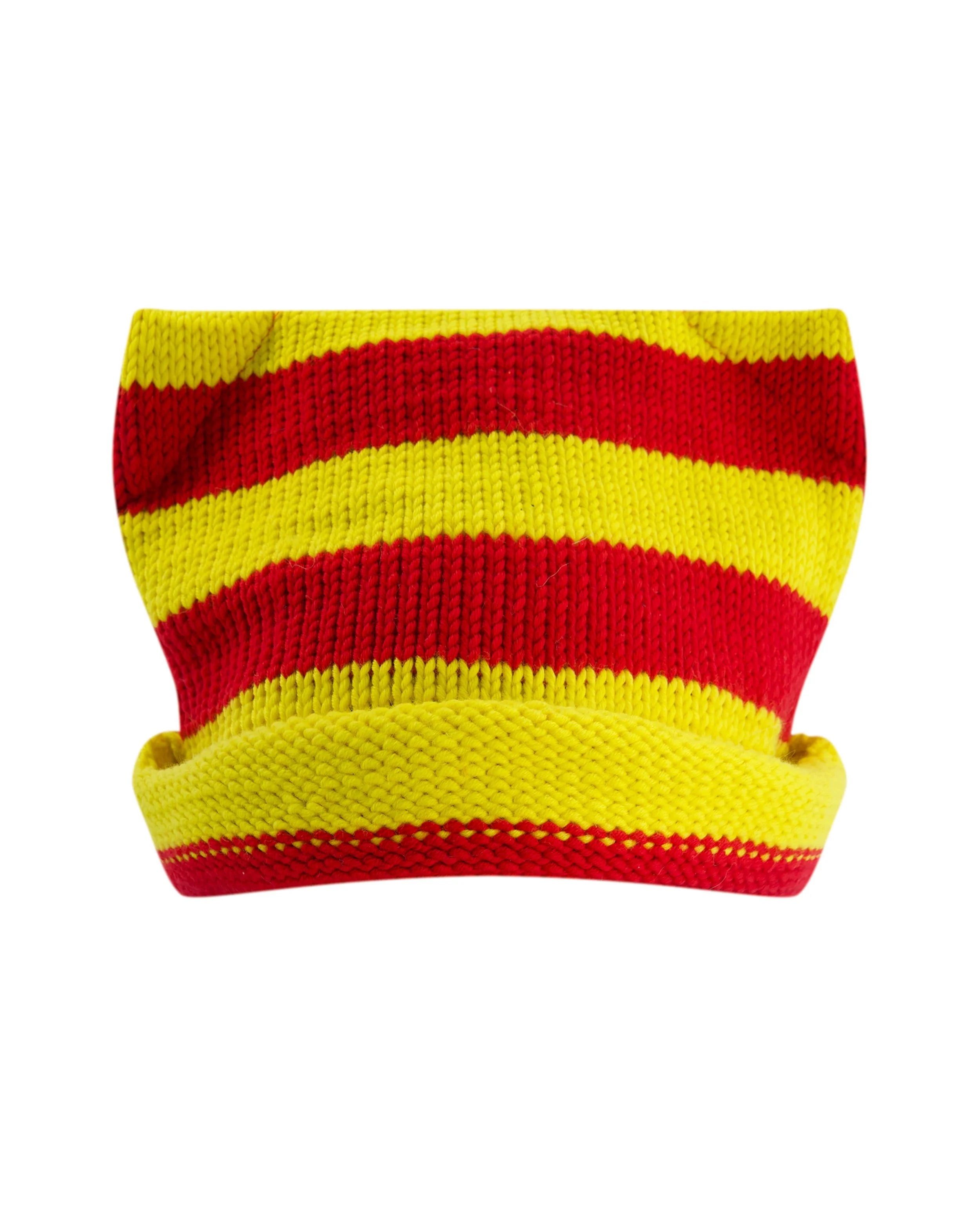 Bonnet knit jaune et rouge