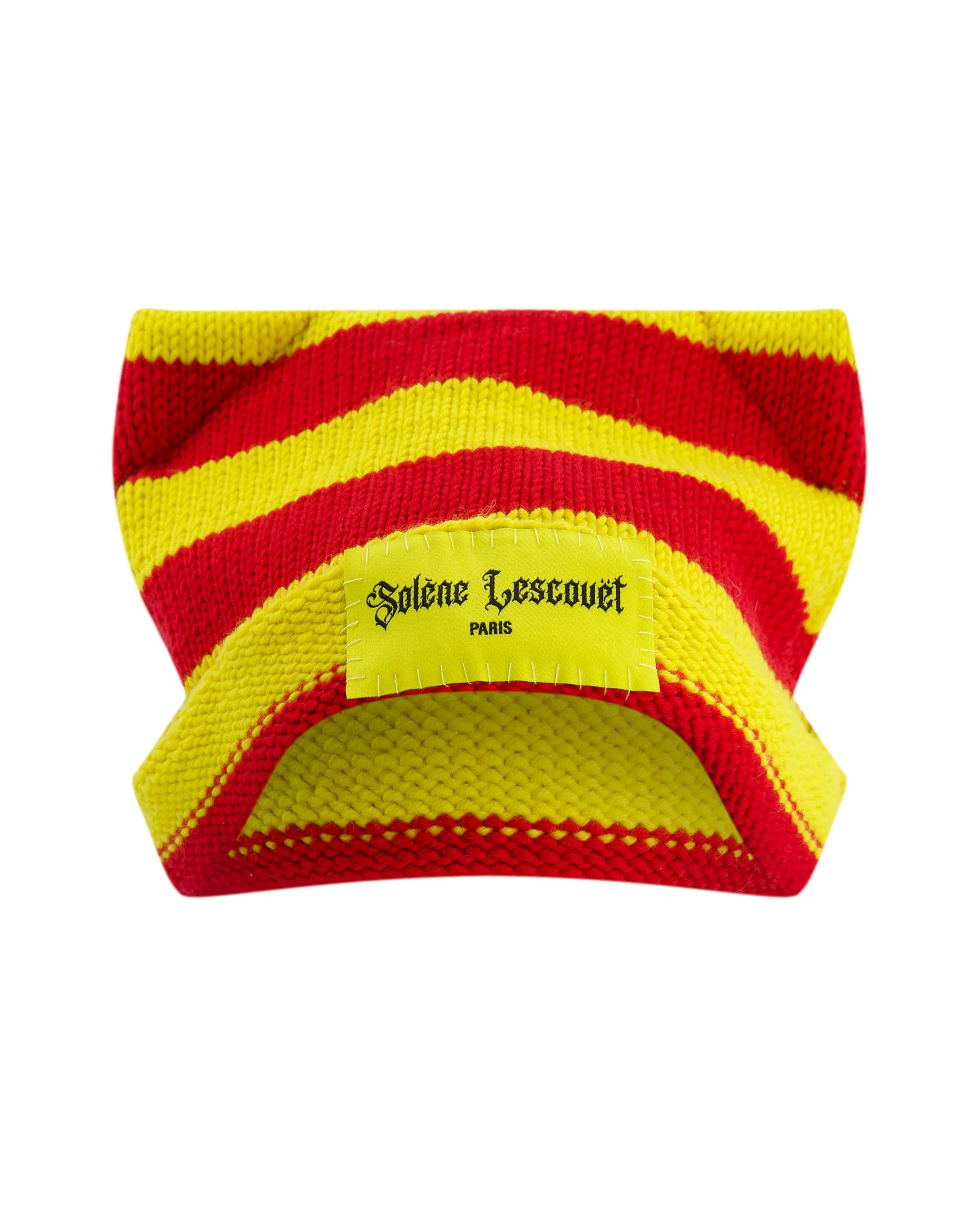 Bonnet knit jaune et rouge