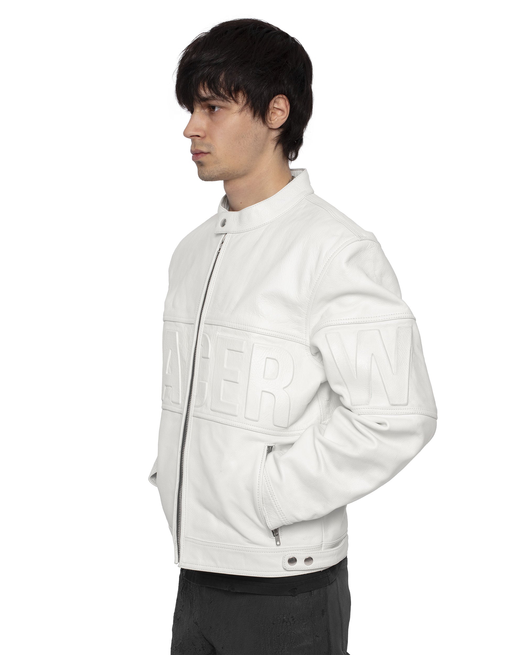 White embossed leather jacket