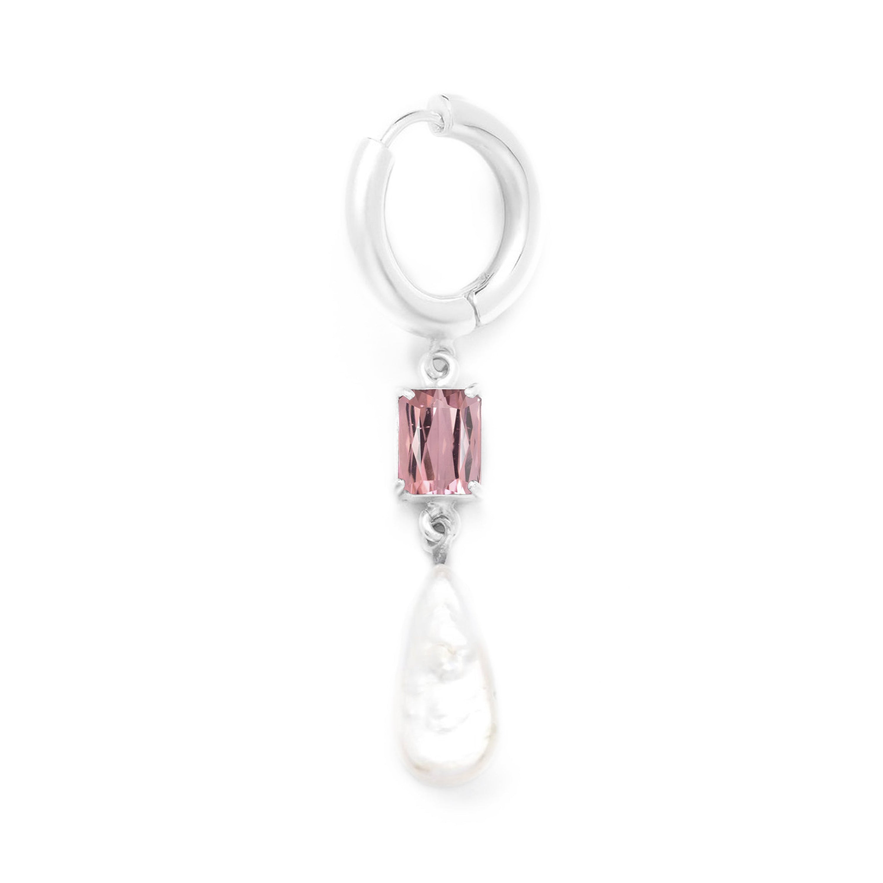 Loa hoop pink quartz & pearl