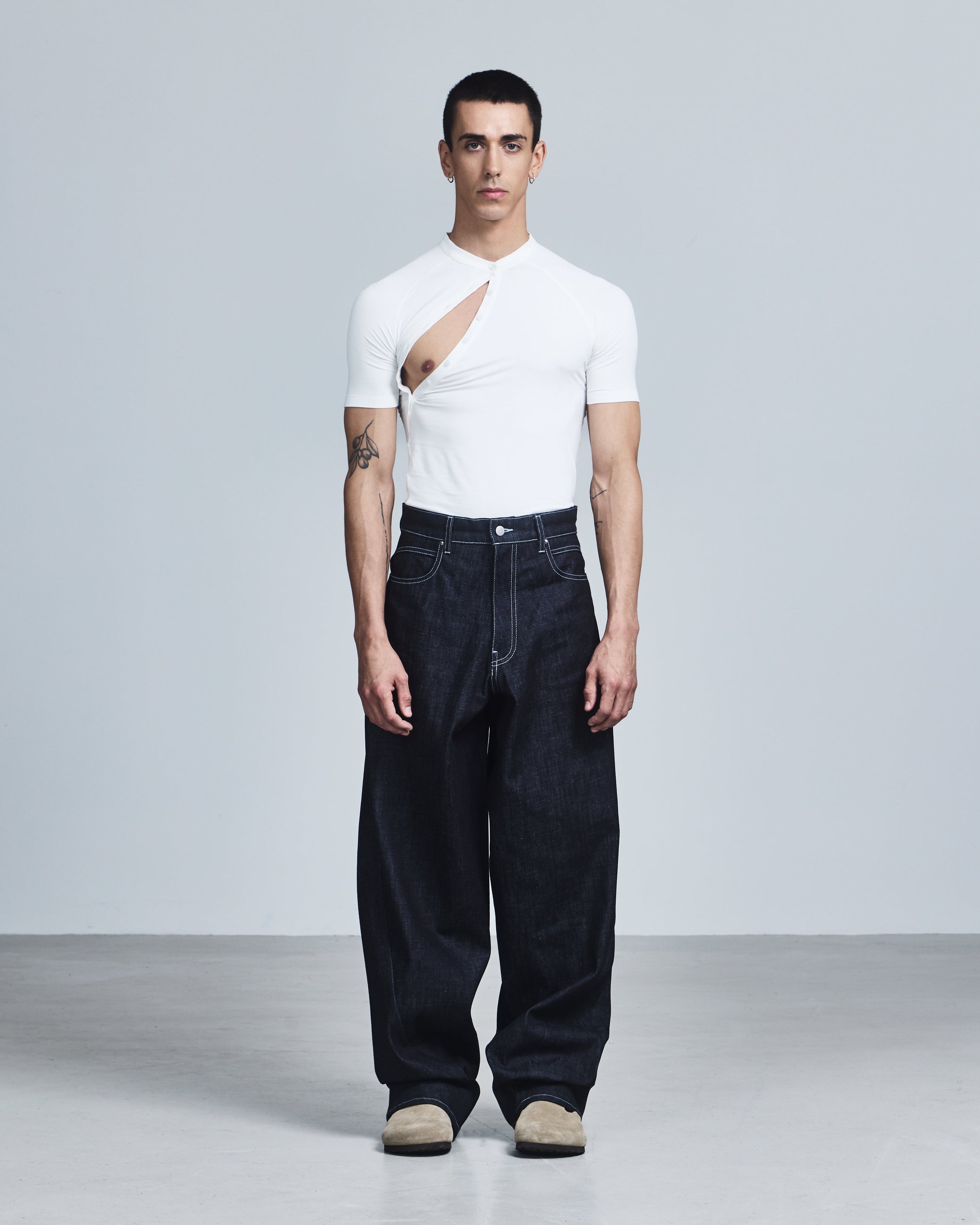 Asymmetric henley shirt