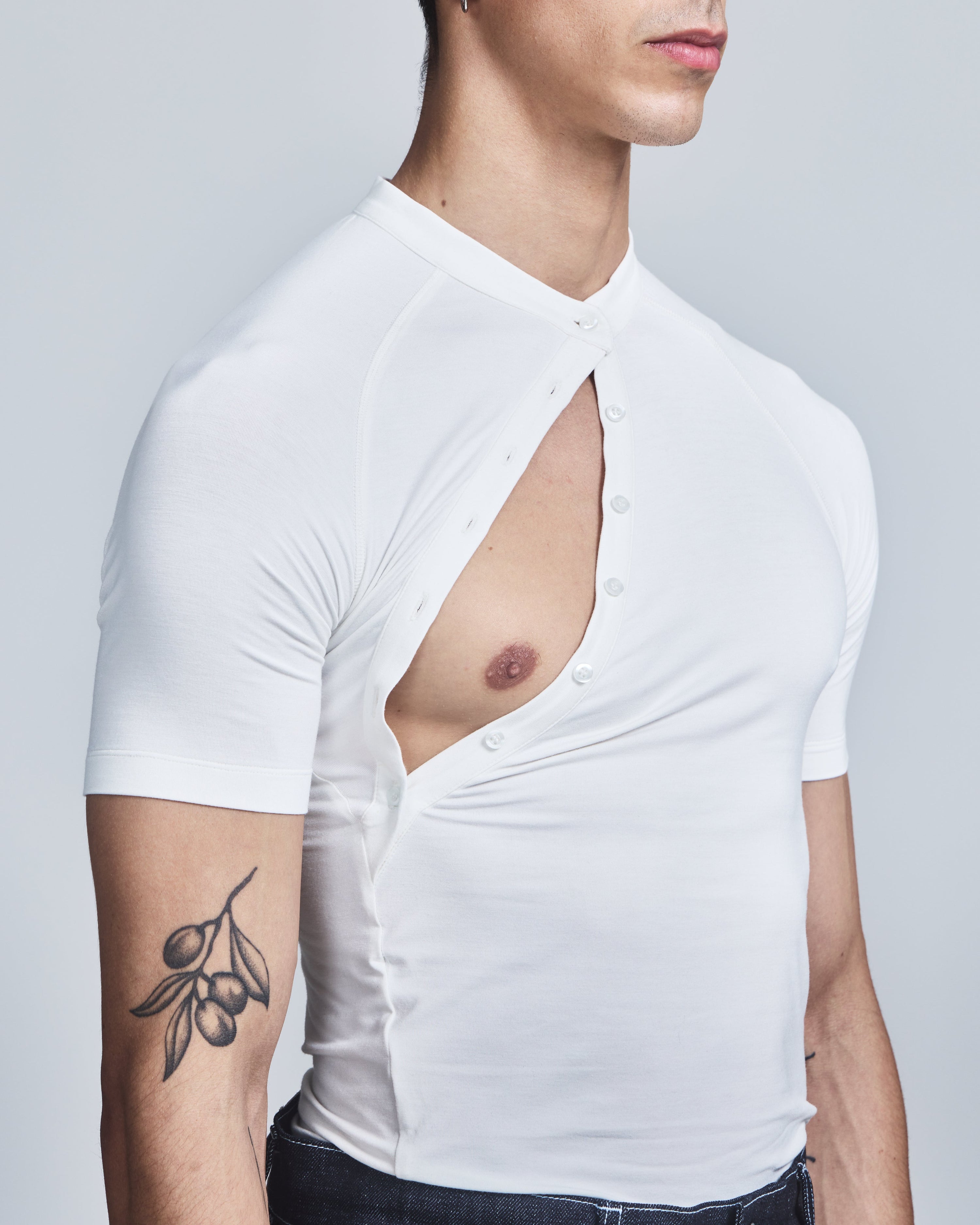 Asymmetric henley shirt