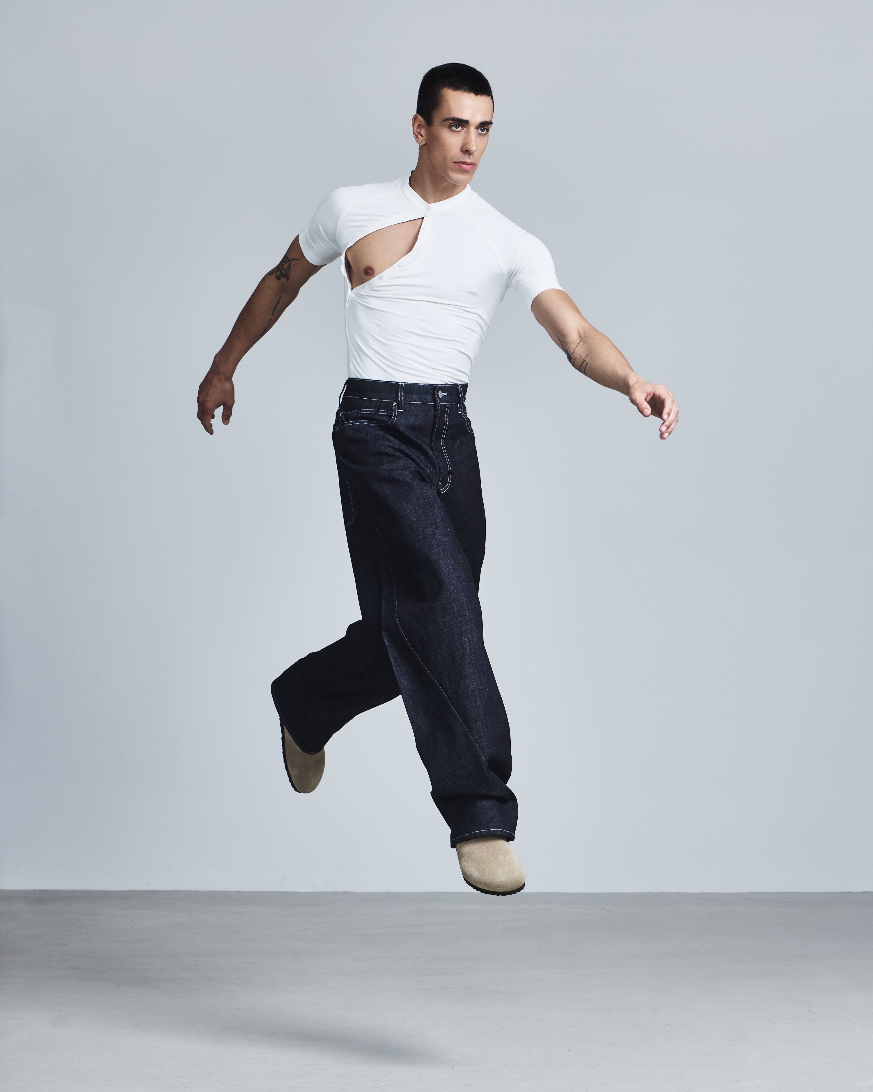Kinetic cut denim jeans