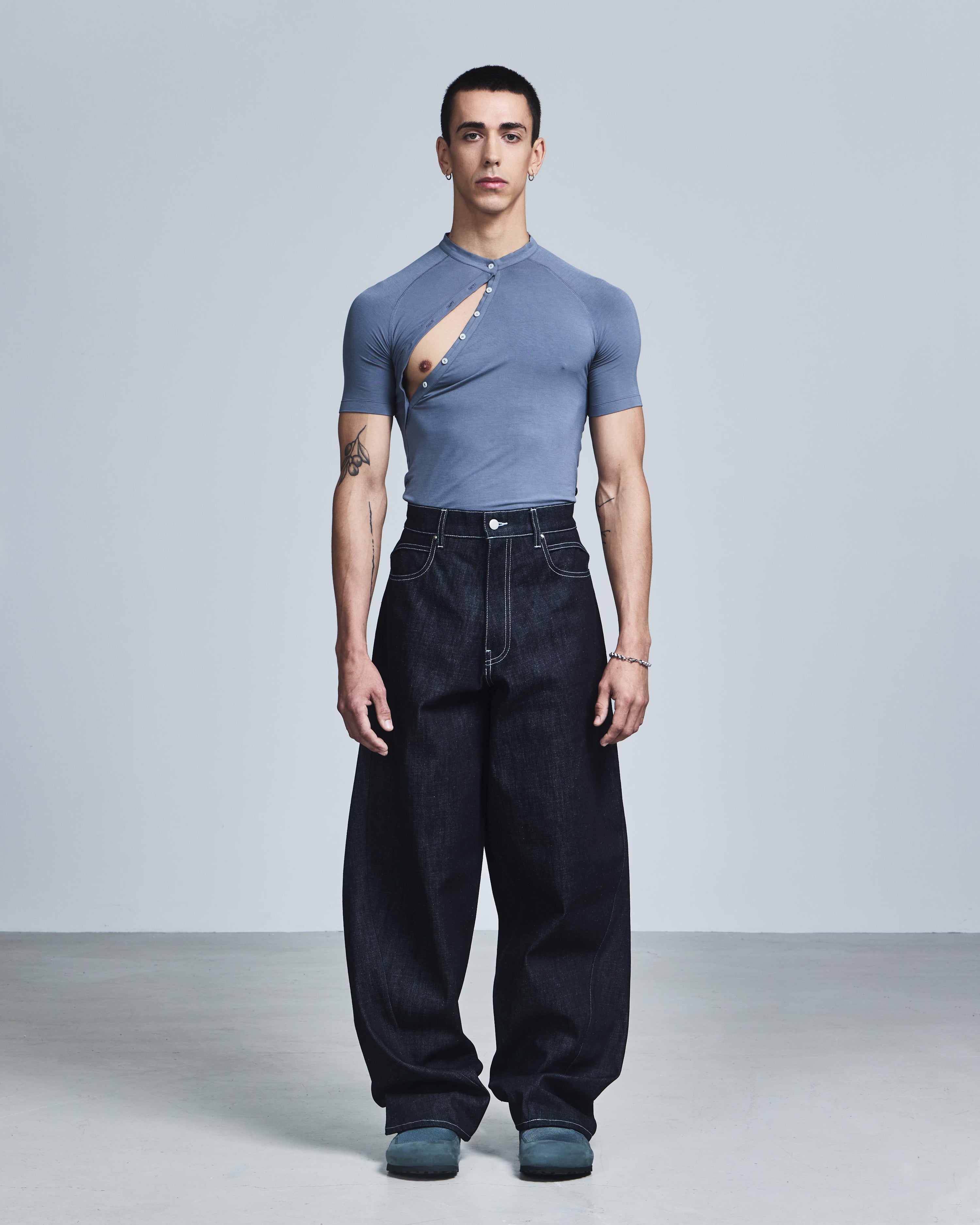 Asymmetric henley shirt