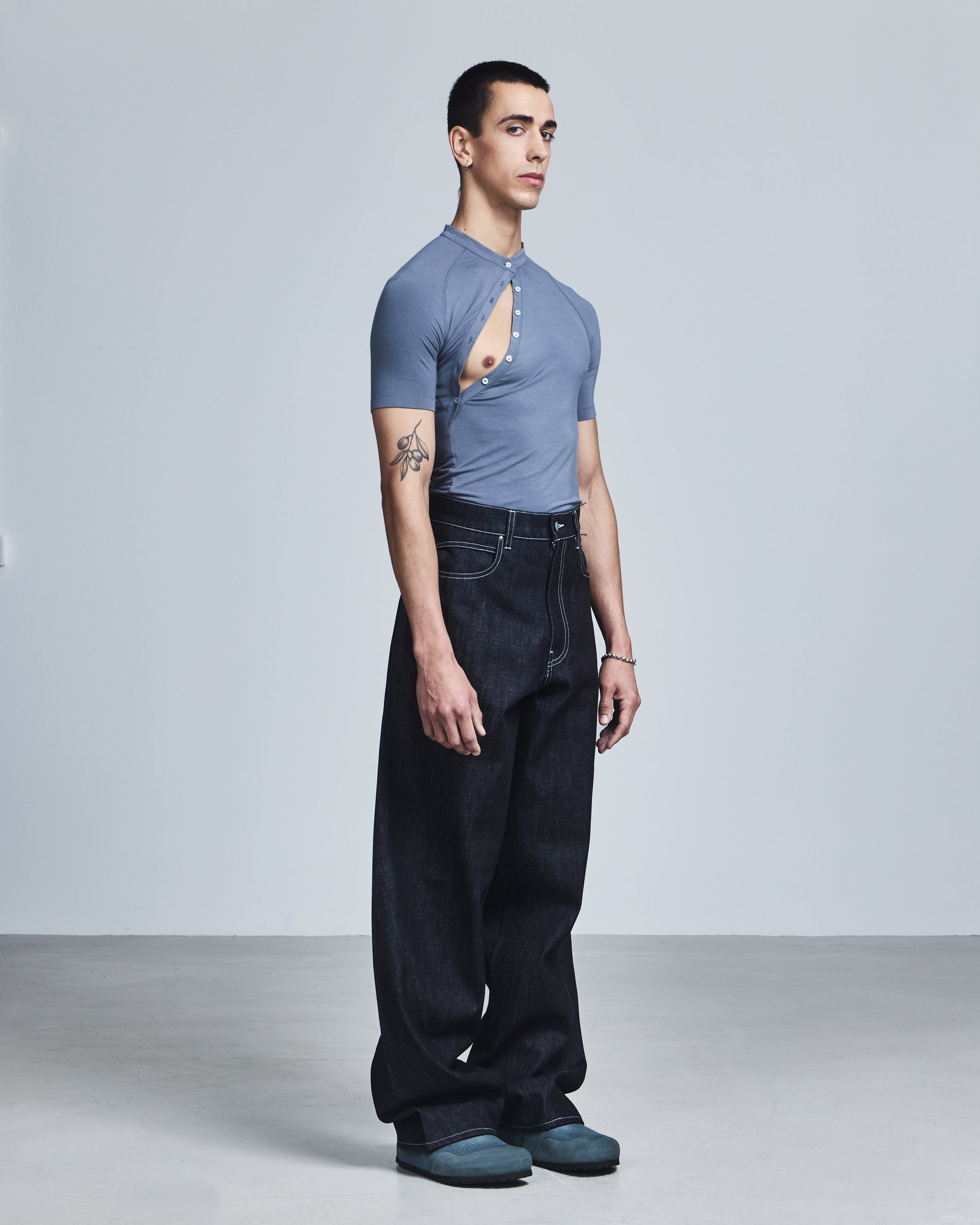 Asymmetric henley shirt