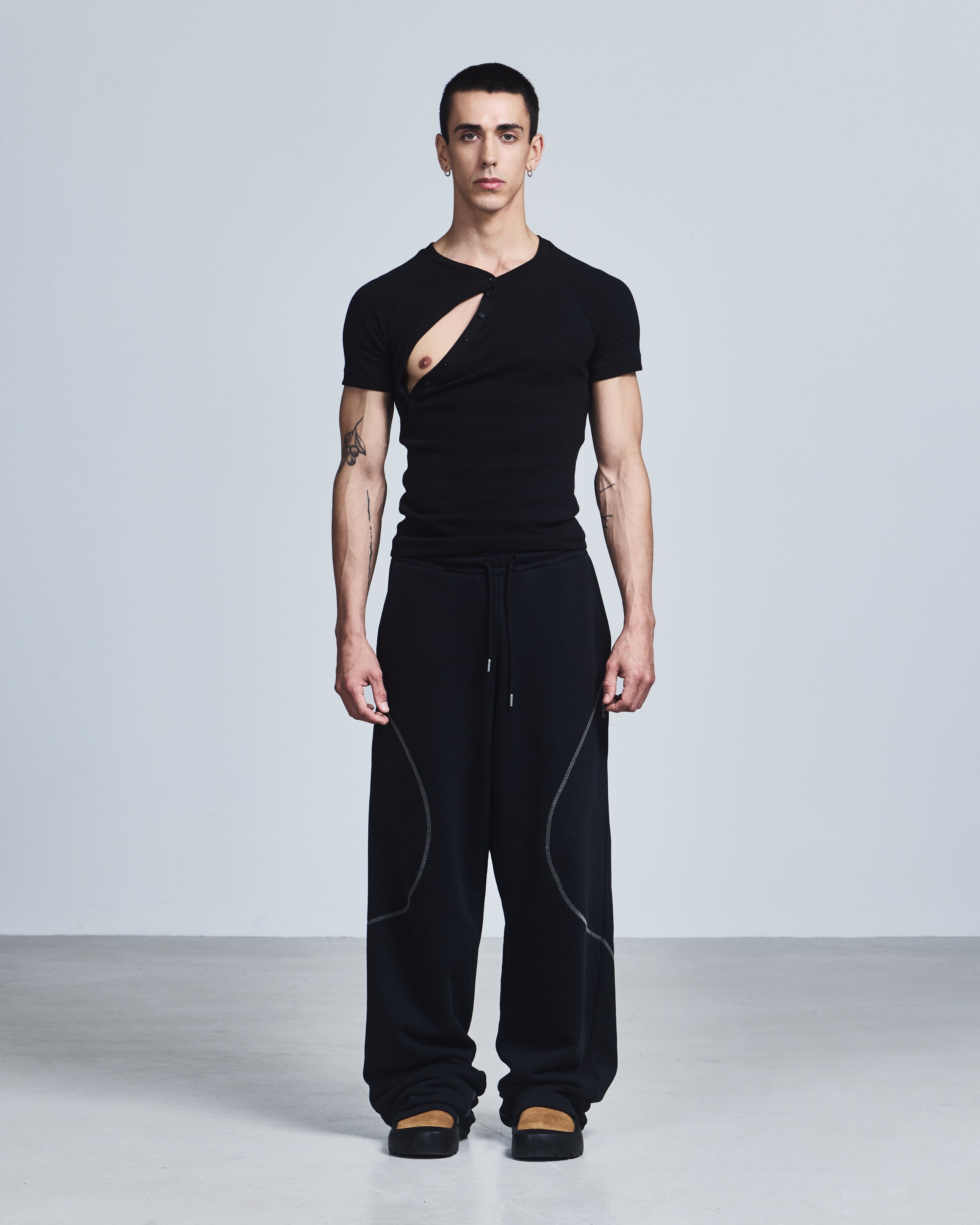 Asymmetric henley shirt
