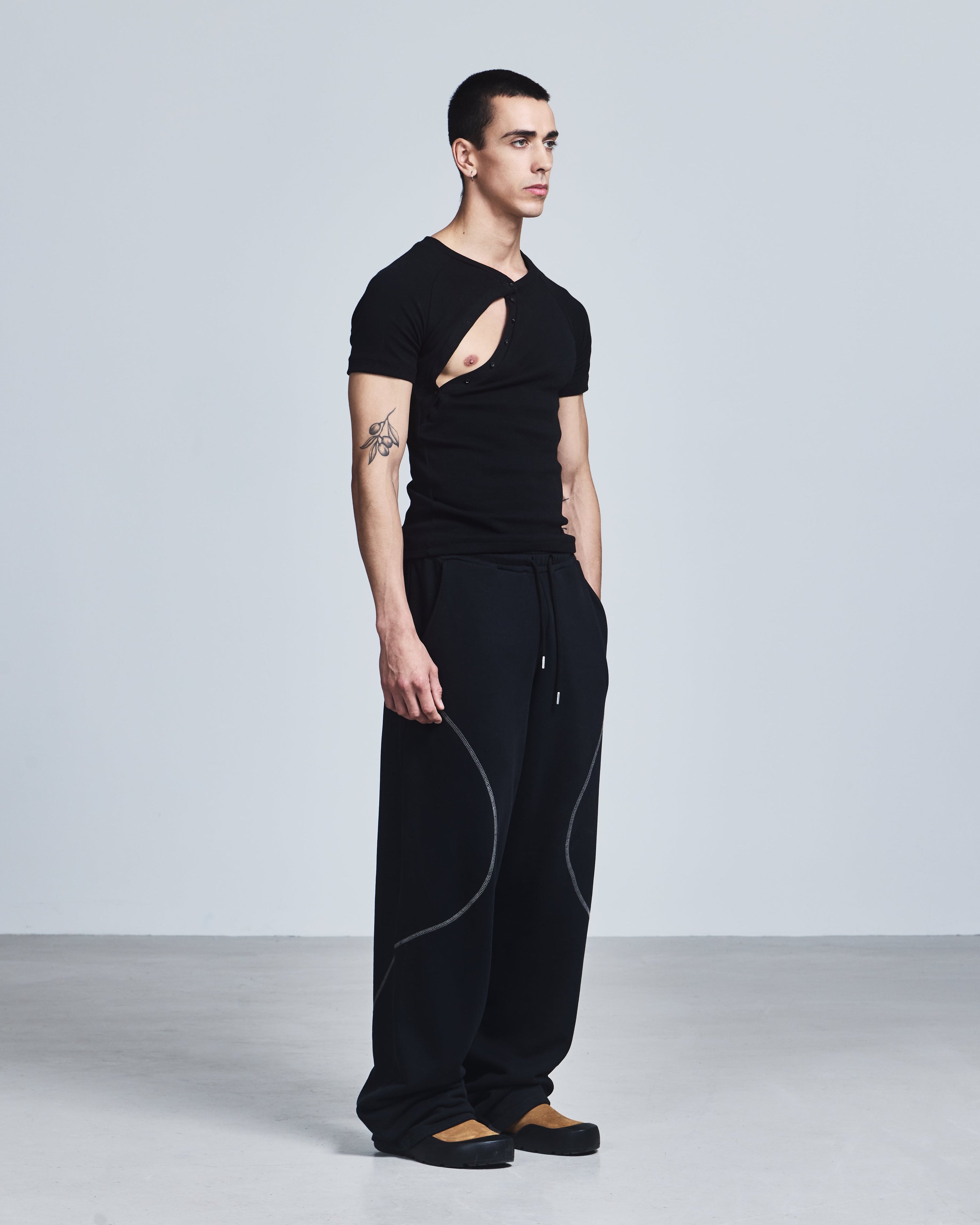 Asymmetric henley shirt