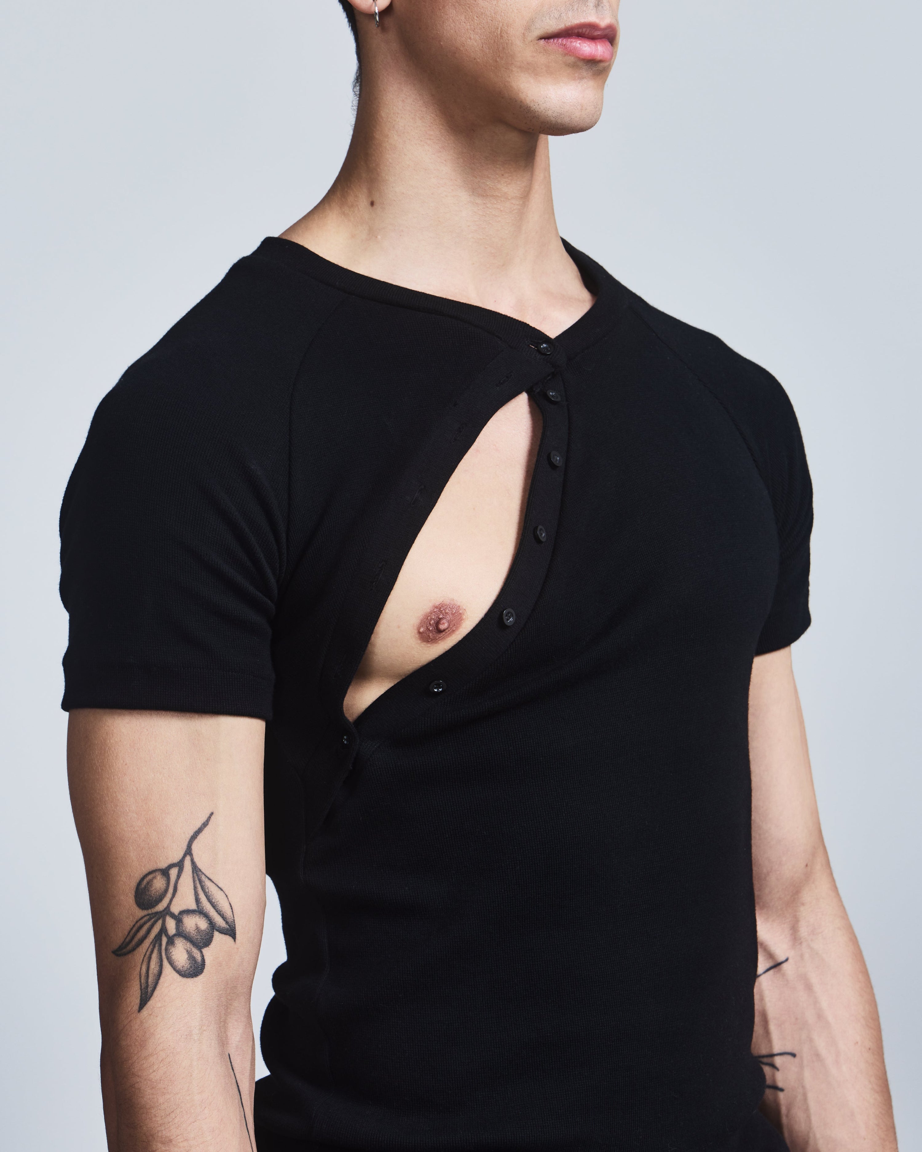 Asymmetric henley shirt
