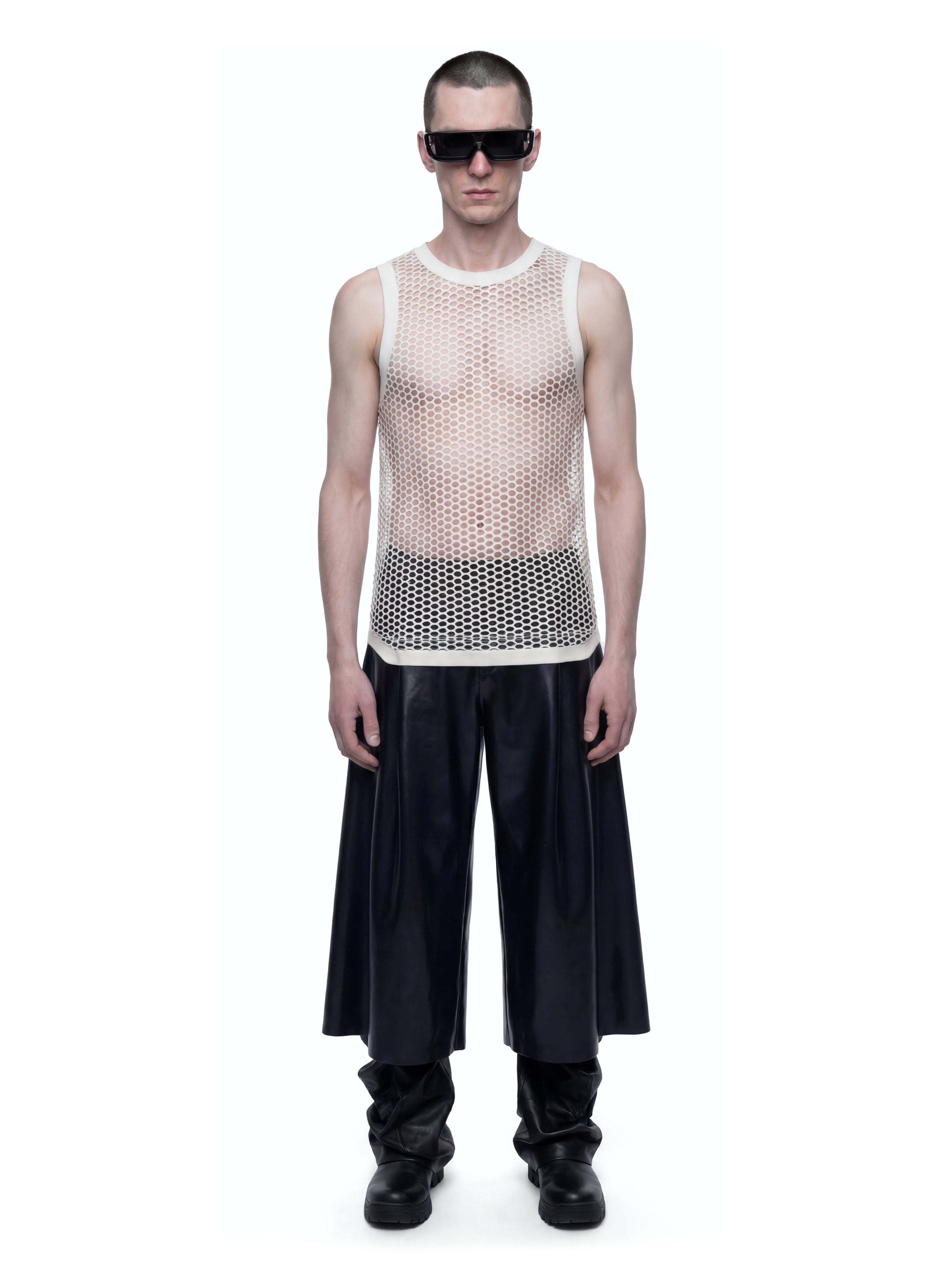 Latex pleated trousers