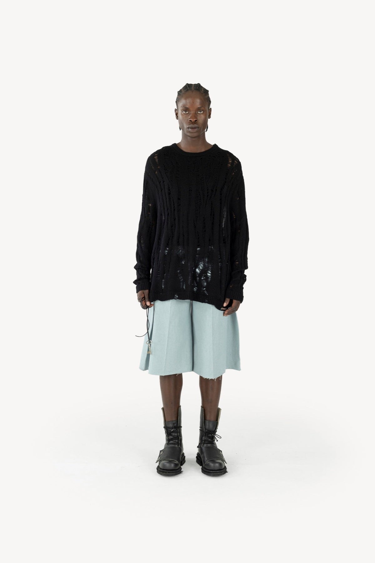 Layered knit sweater black