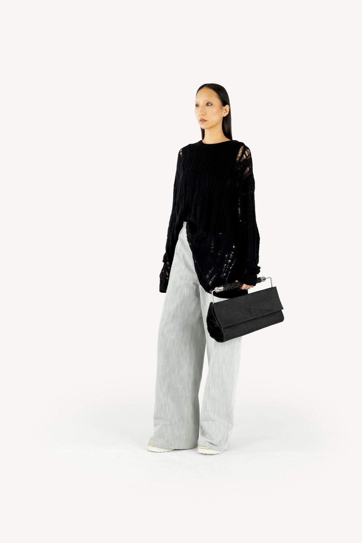 Layered knit sweater black