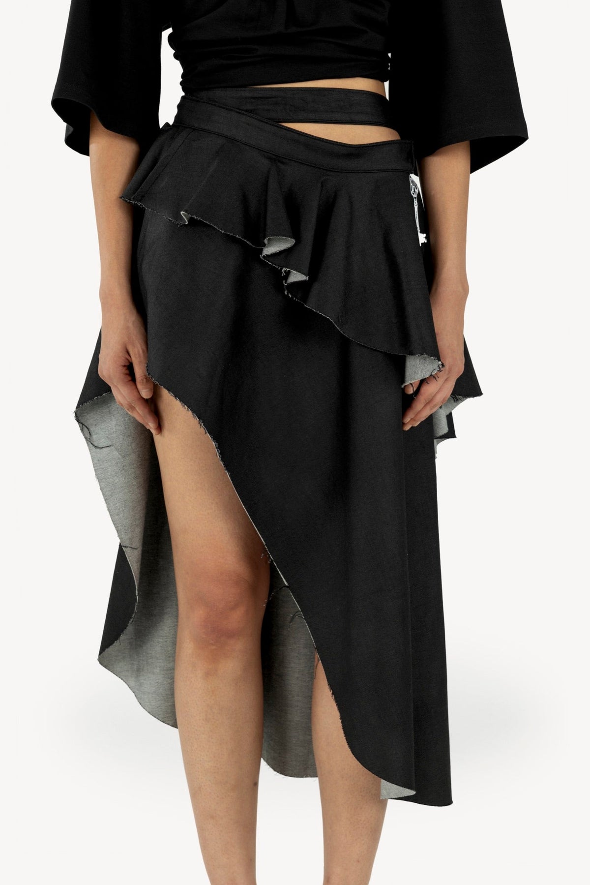 Layered wrap-skirt black