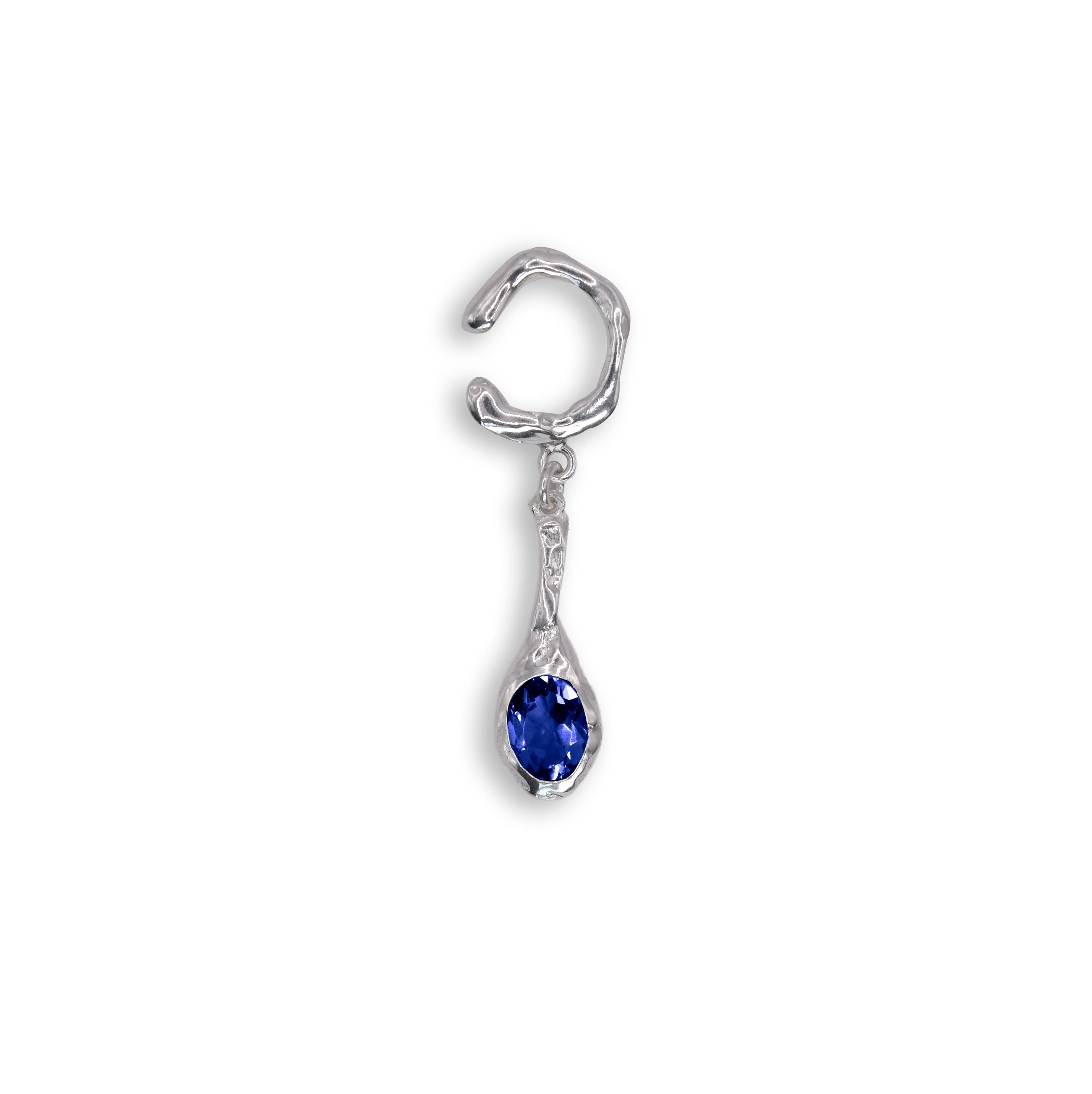 Fusion drop ear-cuff sapphire
