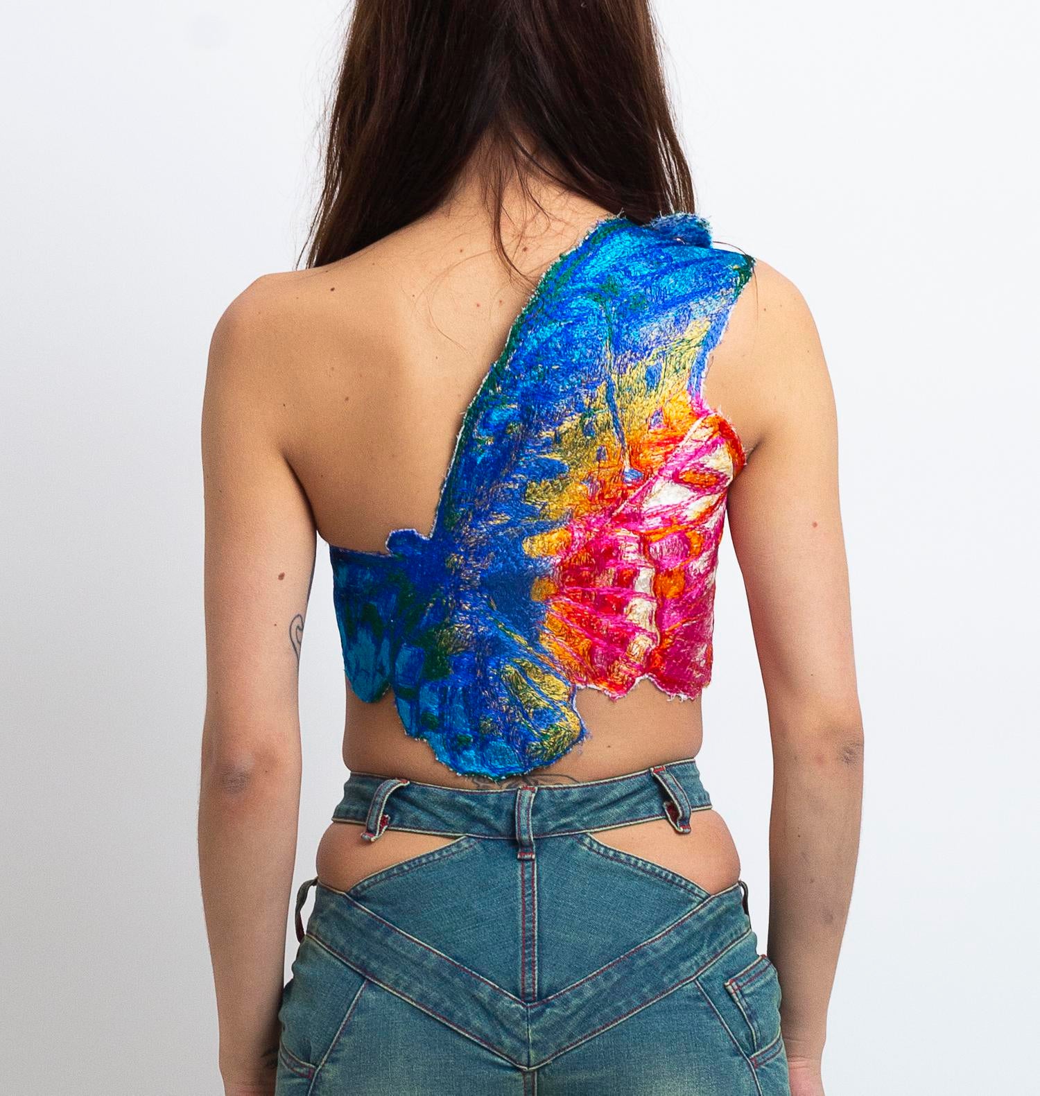 Embroidered butterfly top