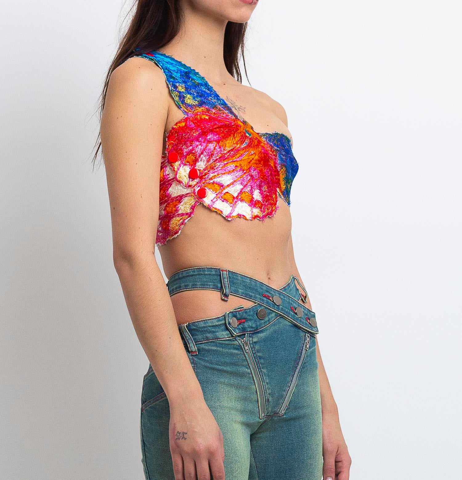 Embroidered butterfly top