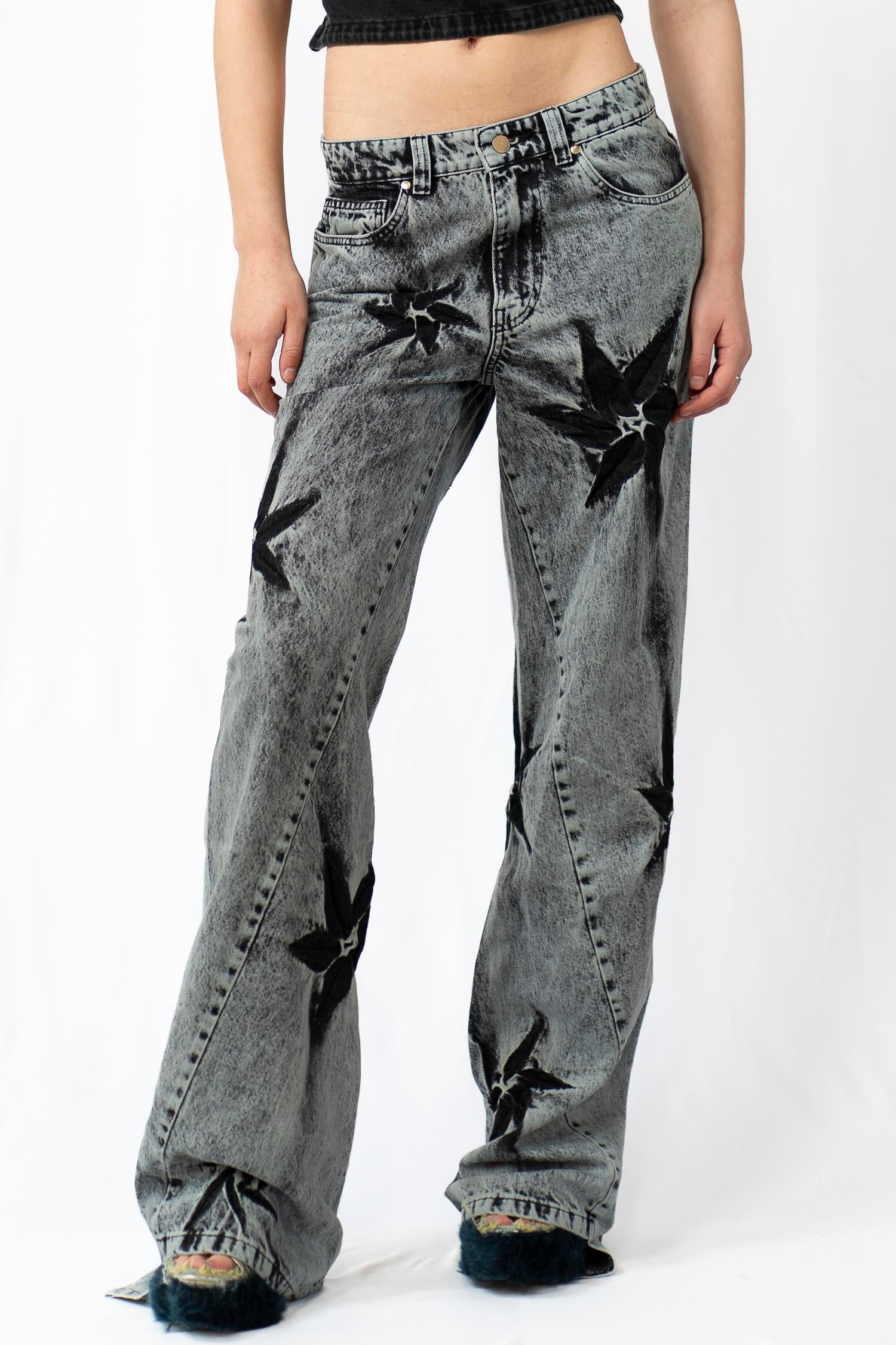 Boyfriend spiral flower jeans