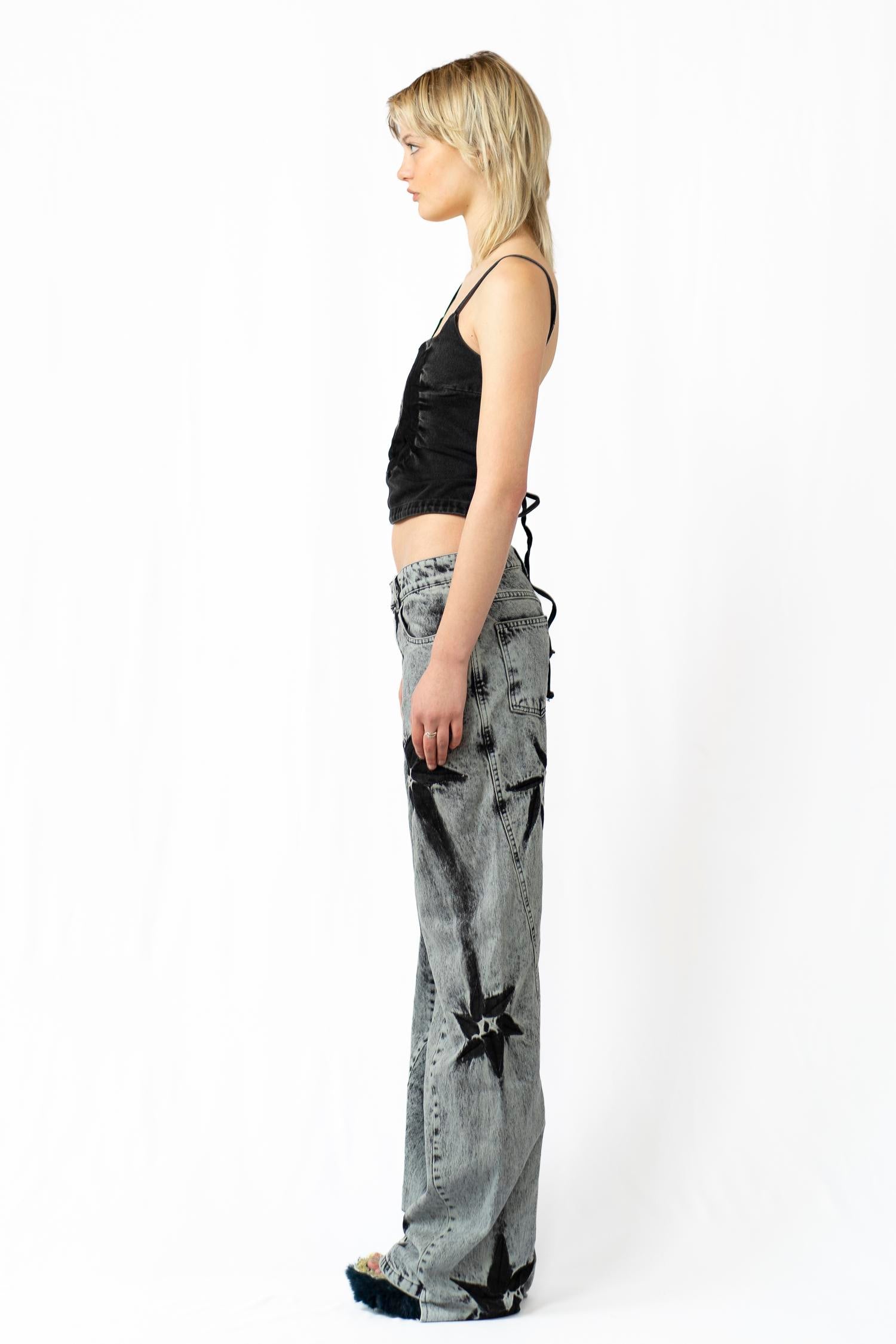 Boyfriend spiral flower jeans