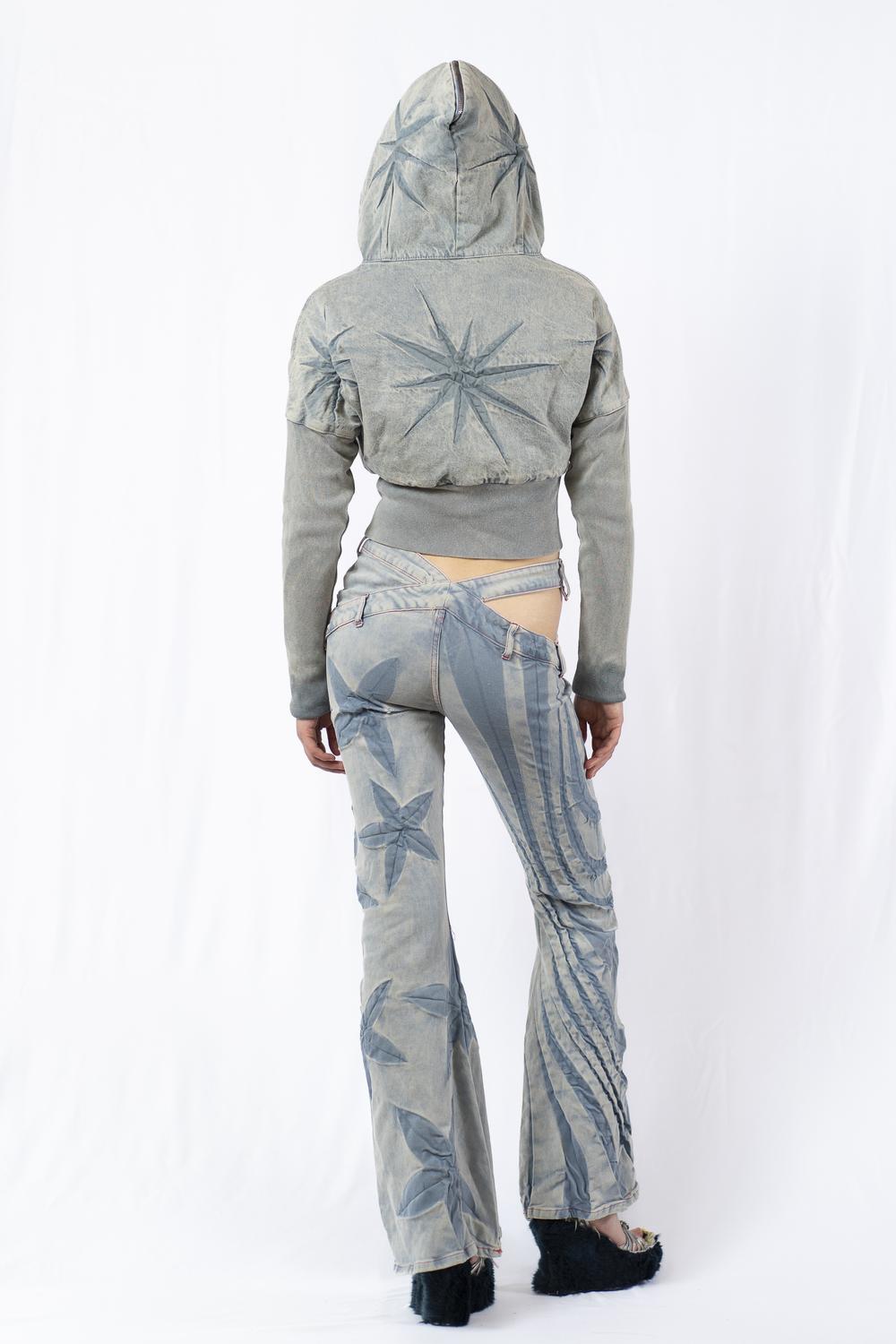 Tribal Flower Bias Cut Jeans