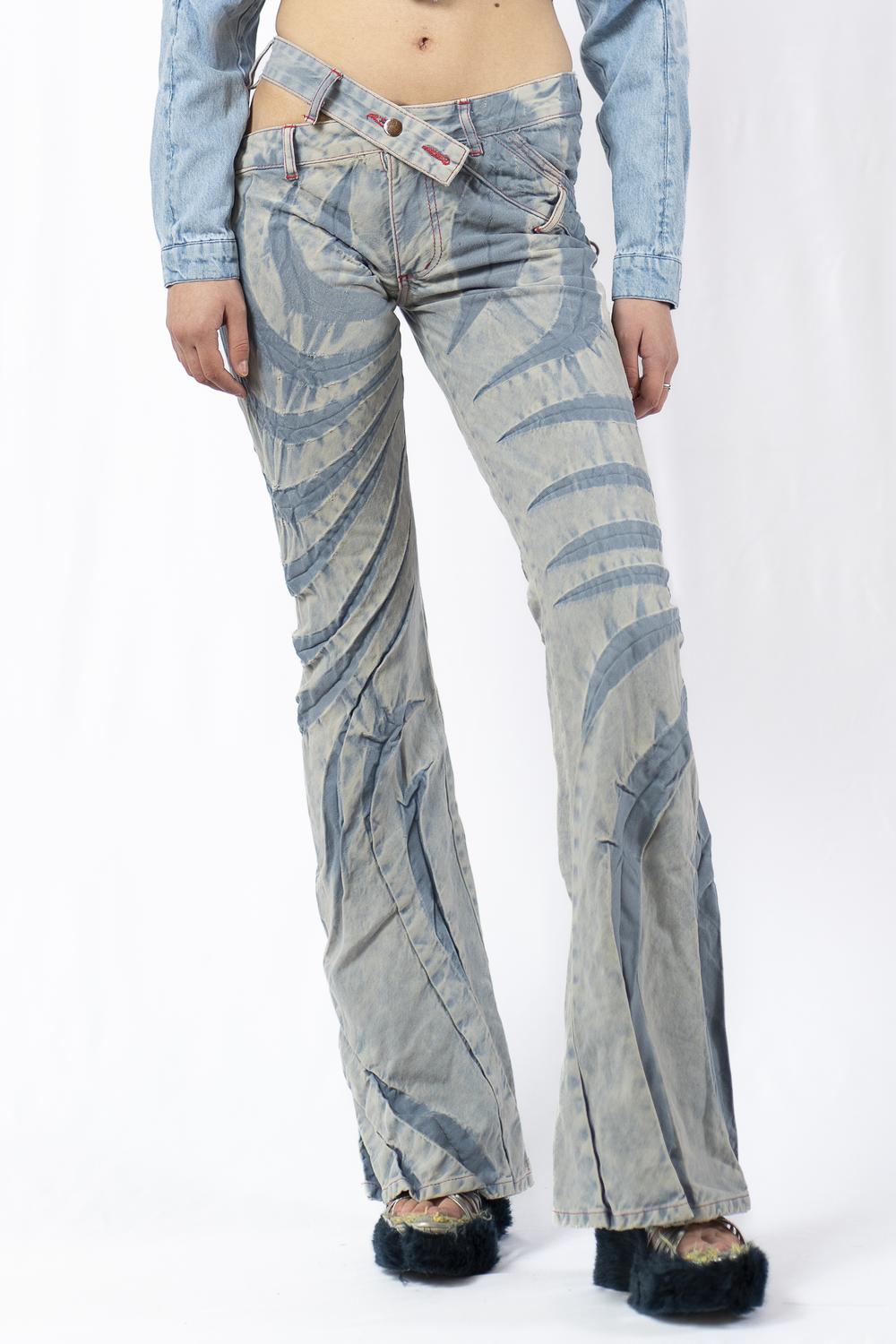 Tribal bias cut jeans