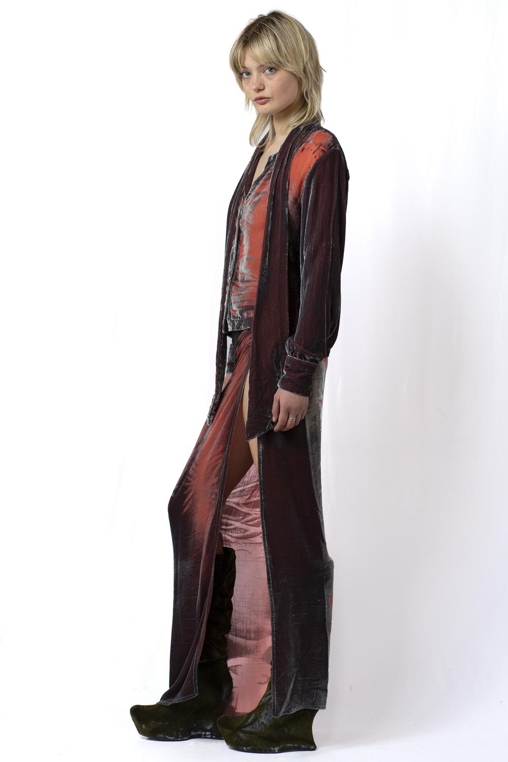 Silk Velvet Shirt
With Scarf Collar