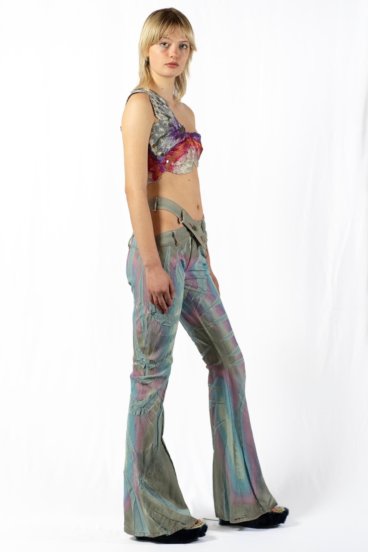Metallic airbrush jeans