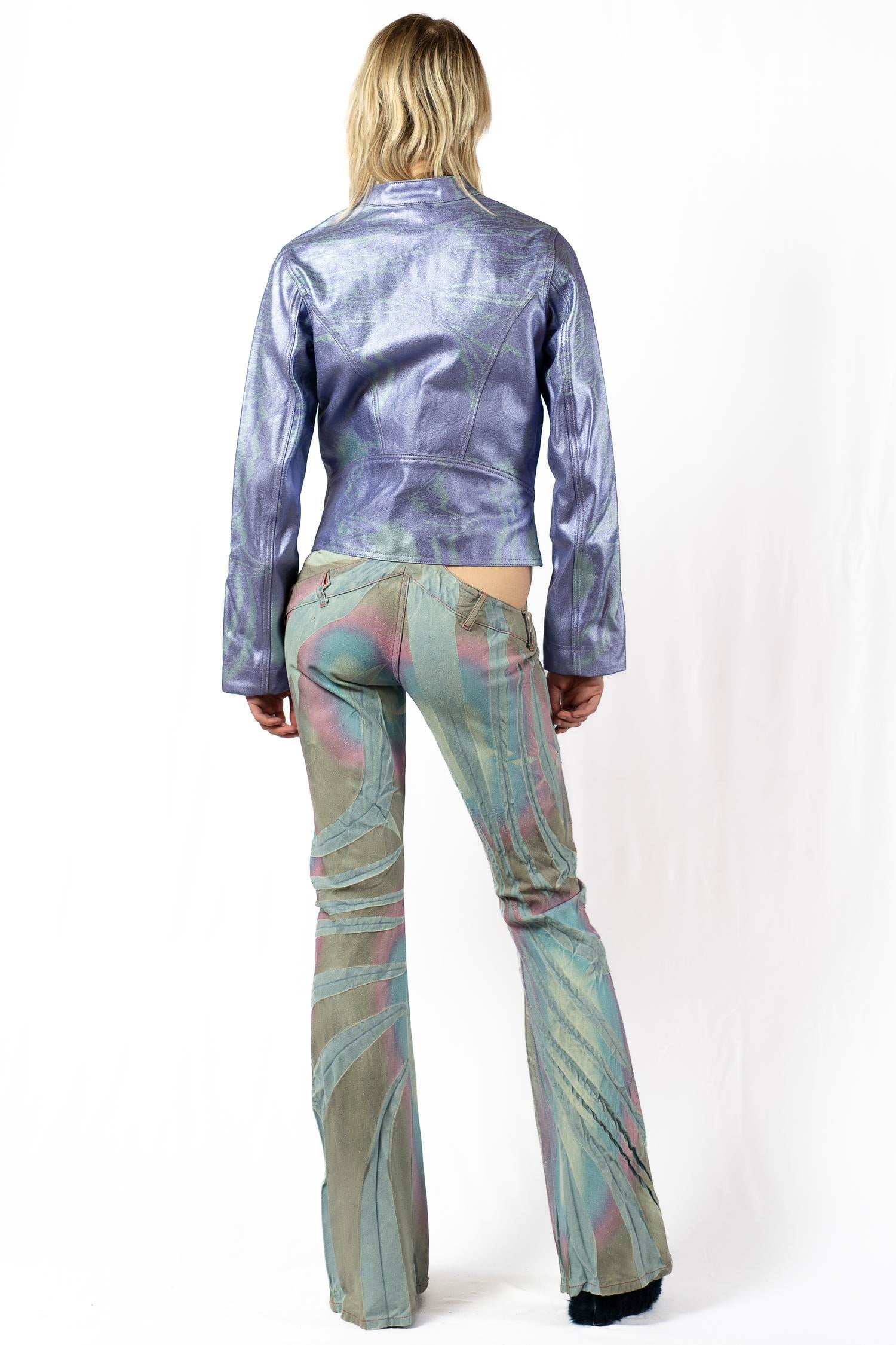 Metallic airbrush jeans
