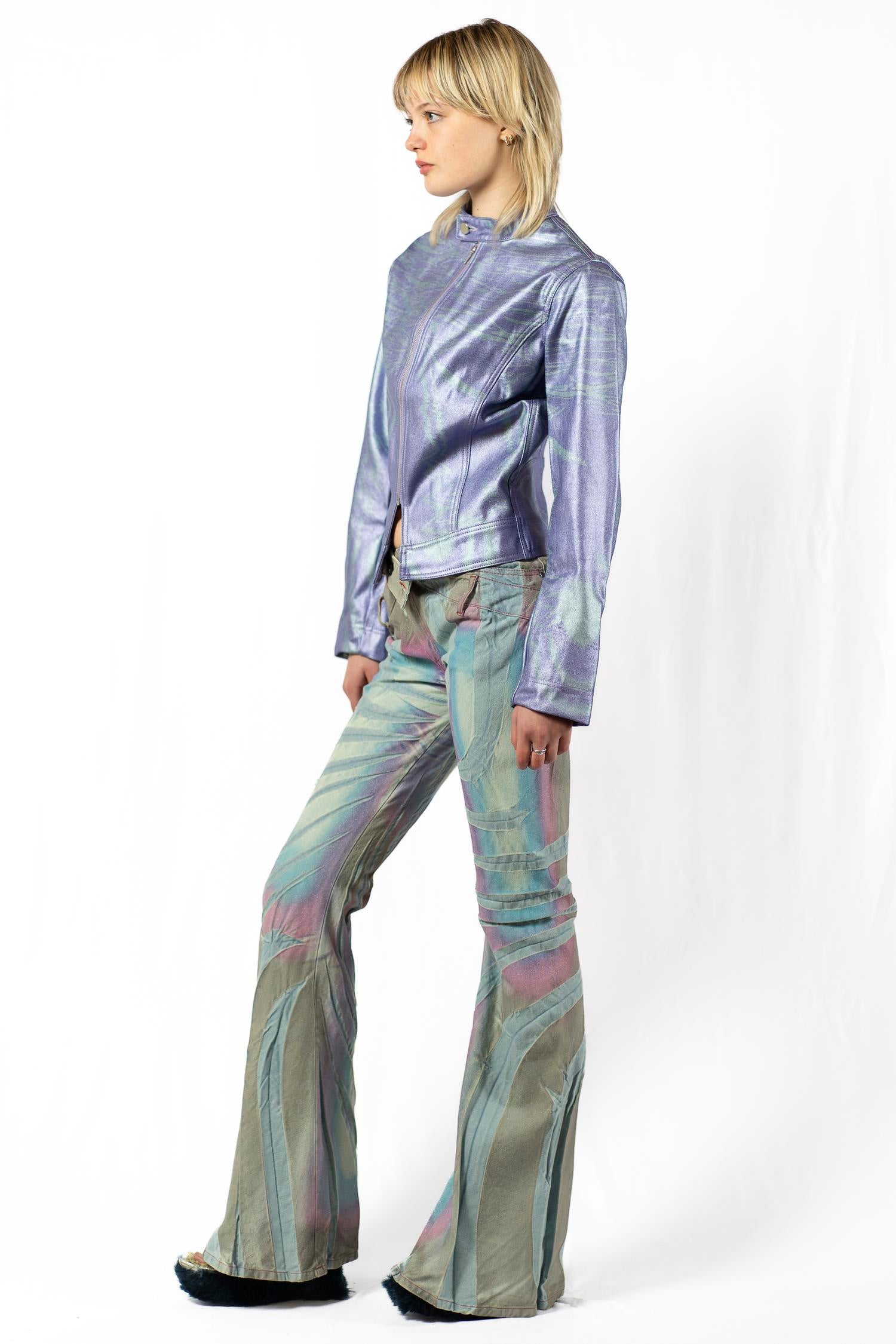 Metallic airbrush jeans